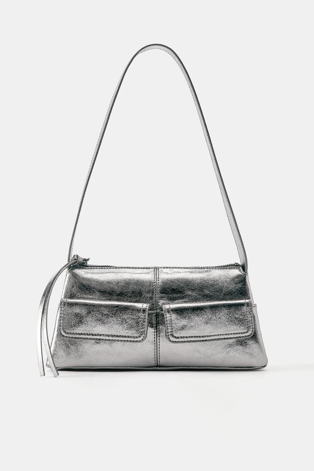 Metallic multipocket shoulder bag