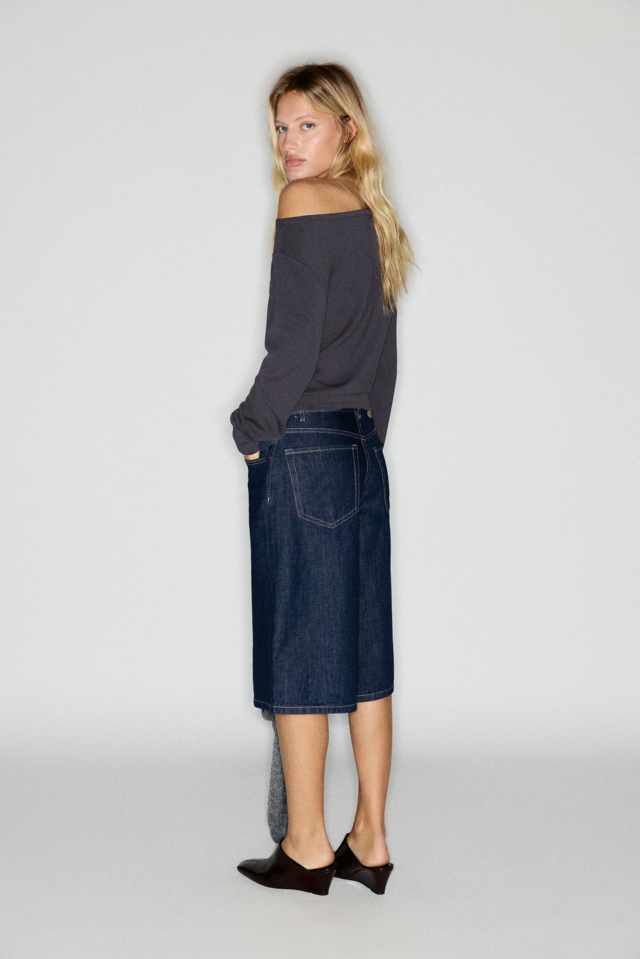 Asymmetric neckline top — Anthracite grey