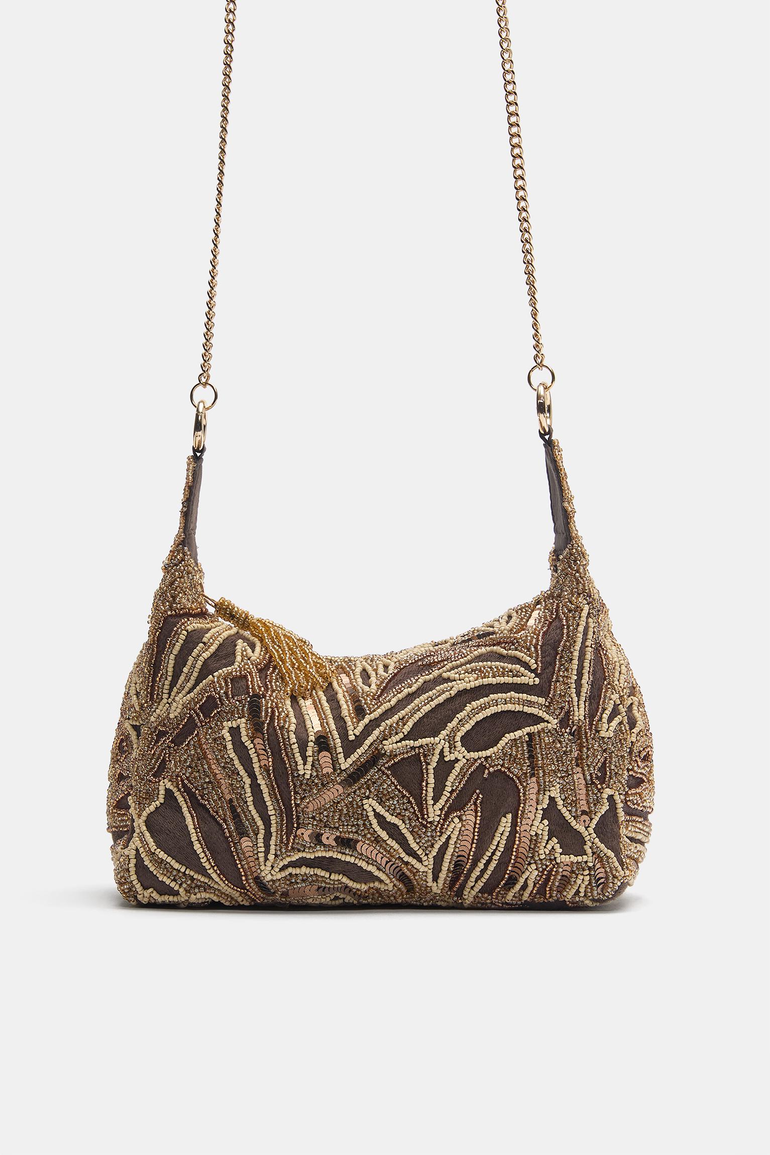 Beaded bag — Brown