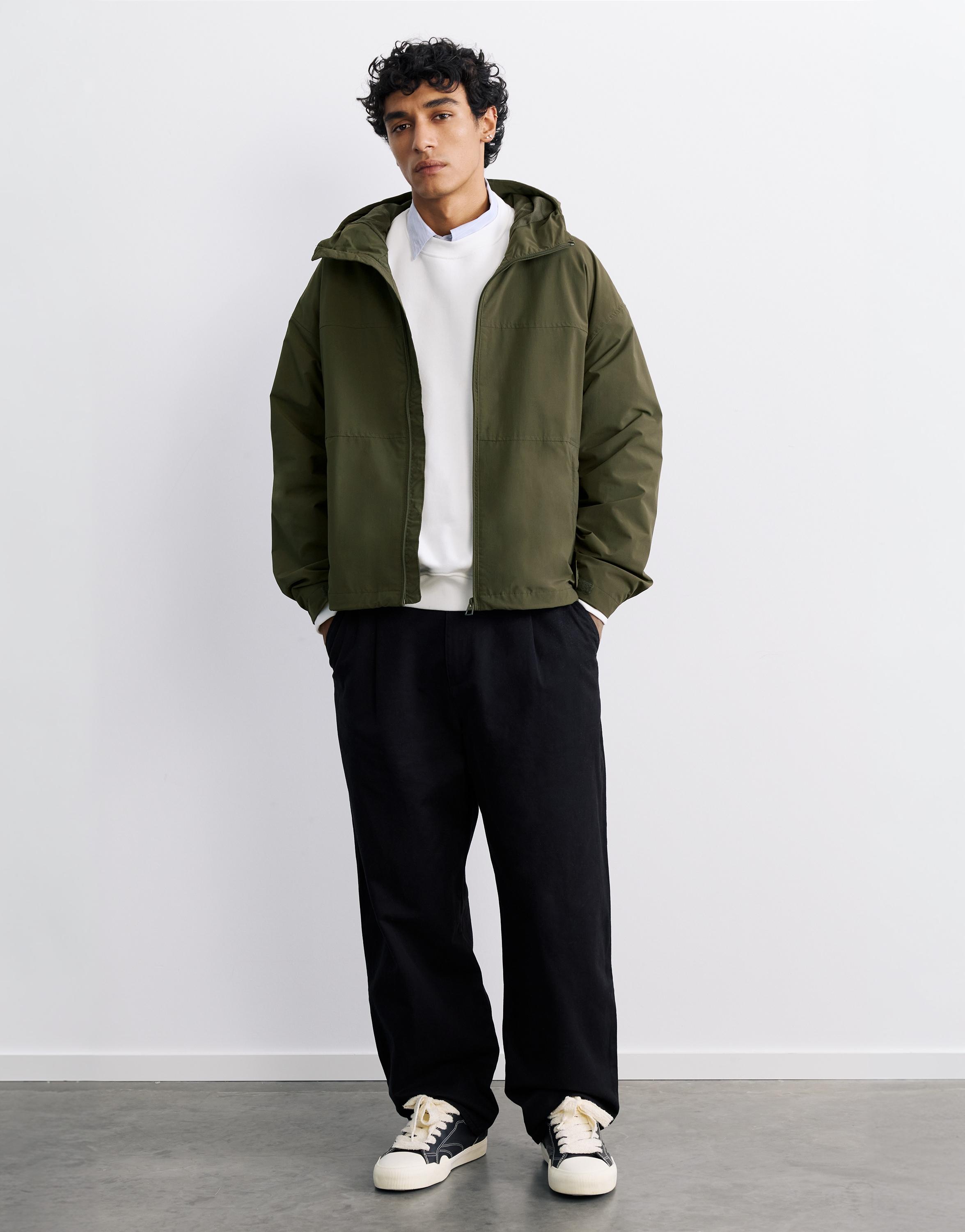 Lightweight hooded raincoat — Khaki