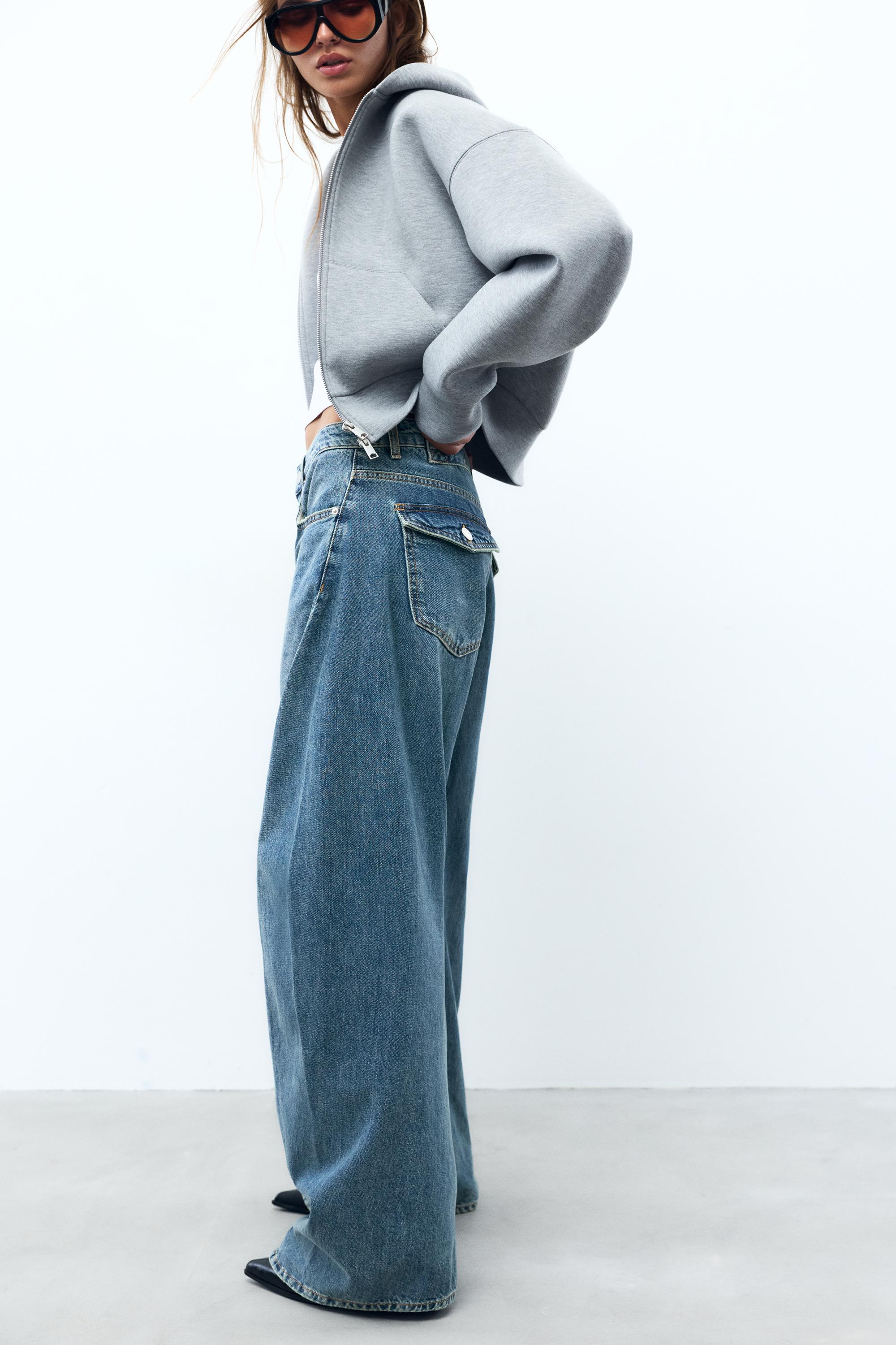 Pull&Bear Baggy balon dikişli jean görsel 8