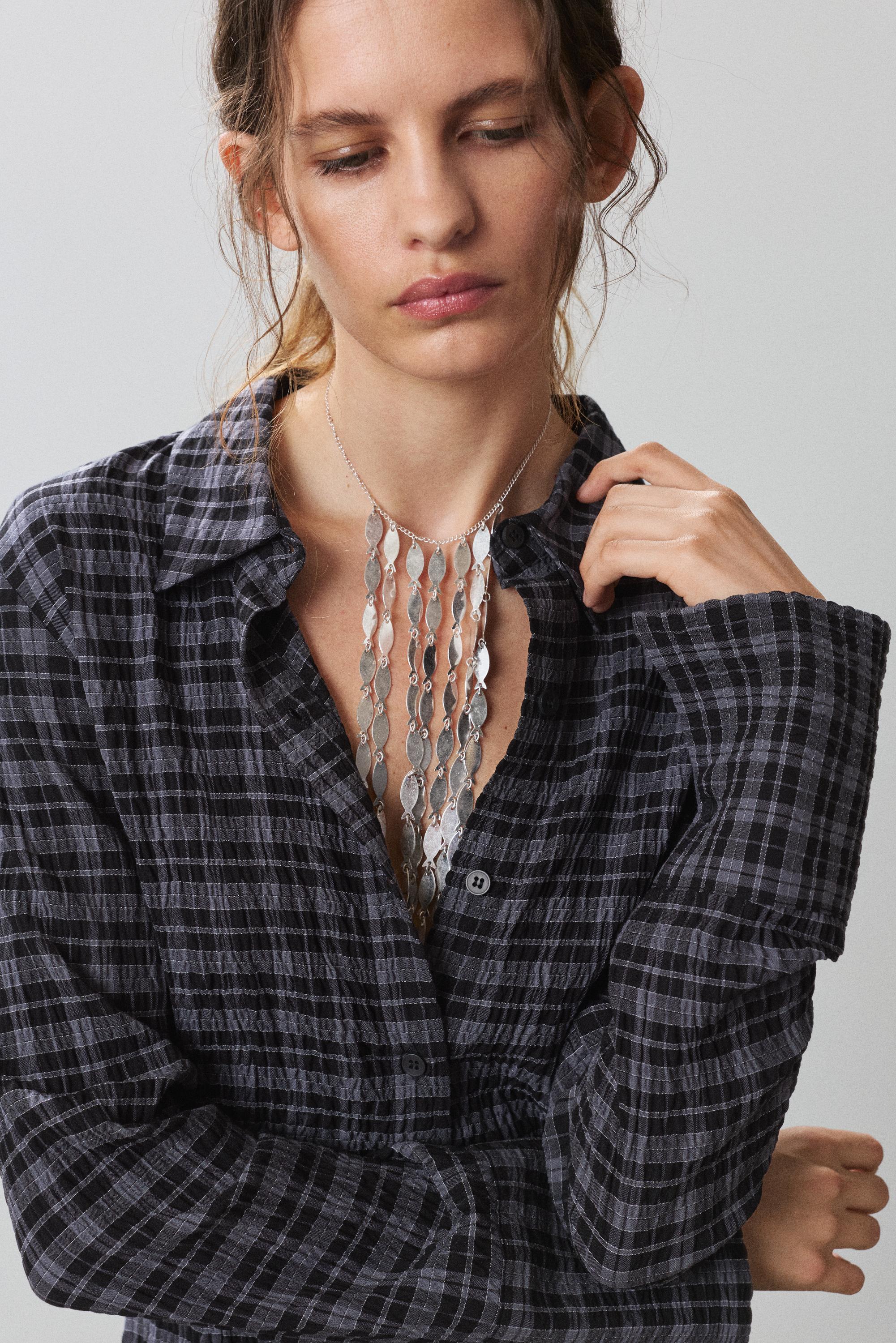 Darted check shirt — Anthracite grey