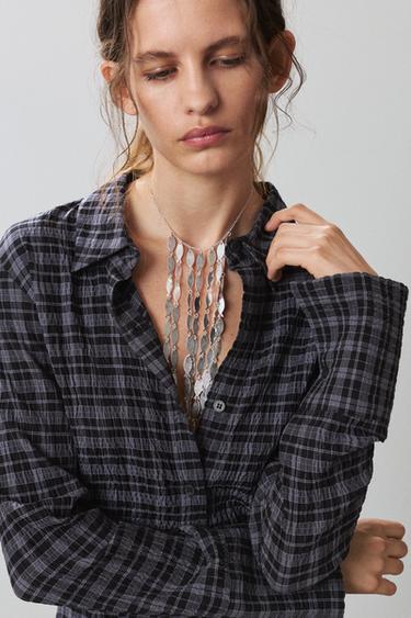 Darted check shirt — Anthracite grey 4