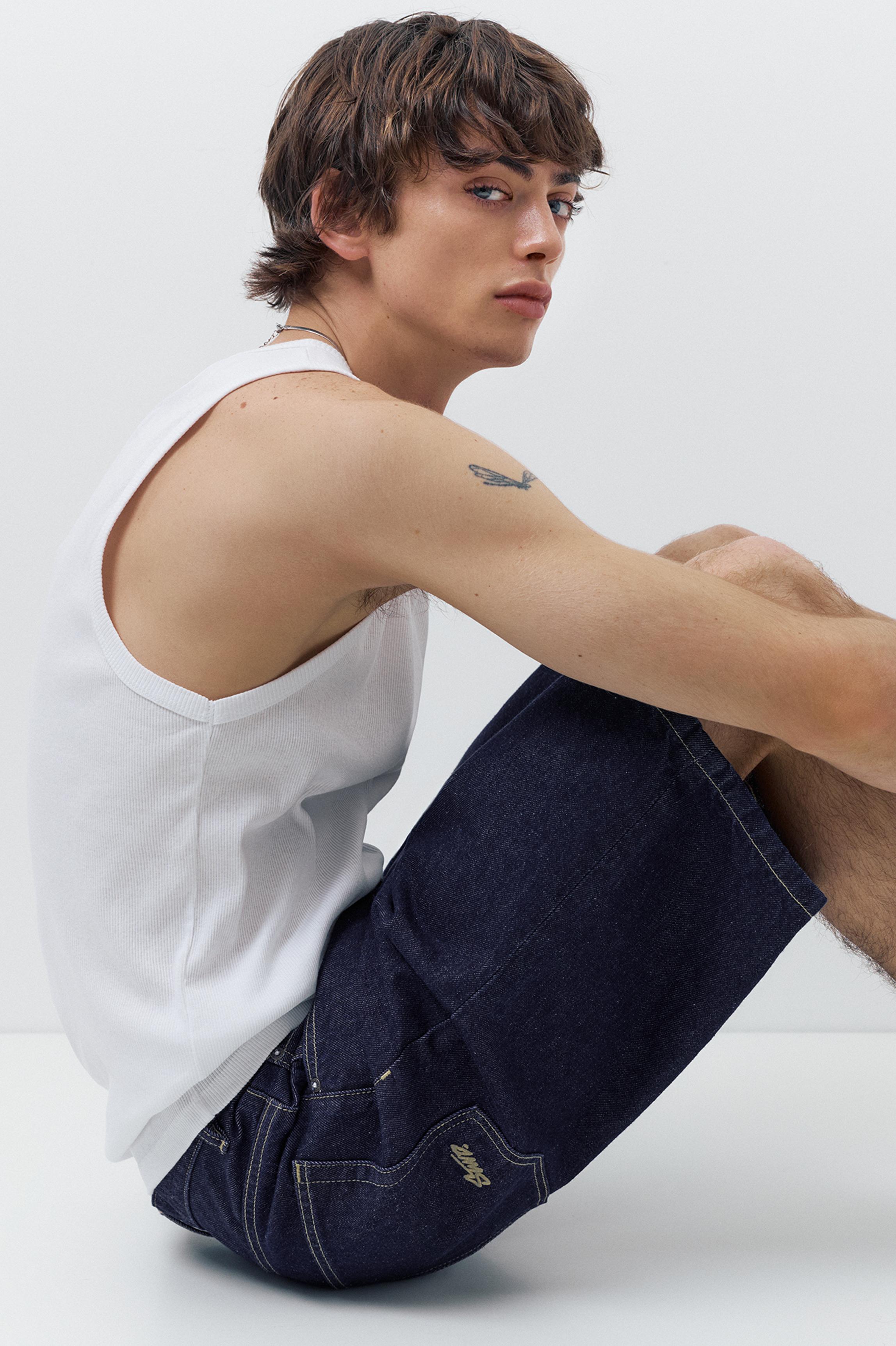 Baggy denim Bermuda shorts — Navy