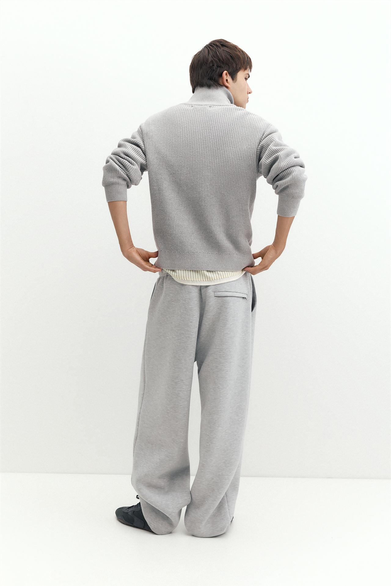 Quarter-zip jumper — Grey marl