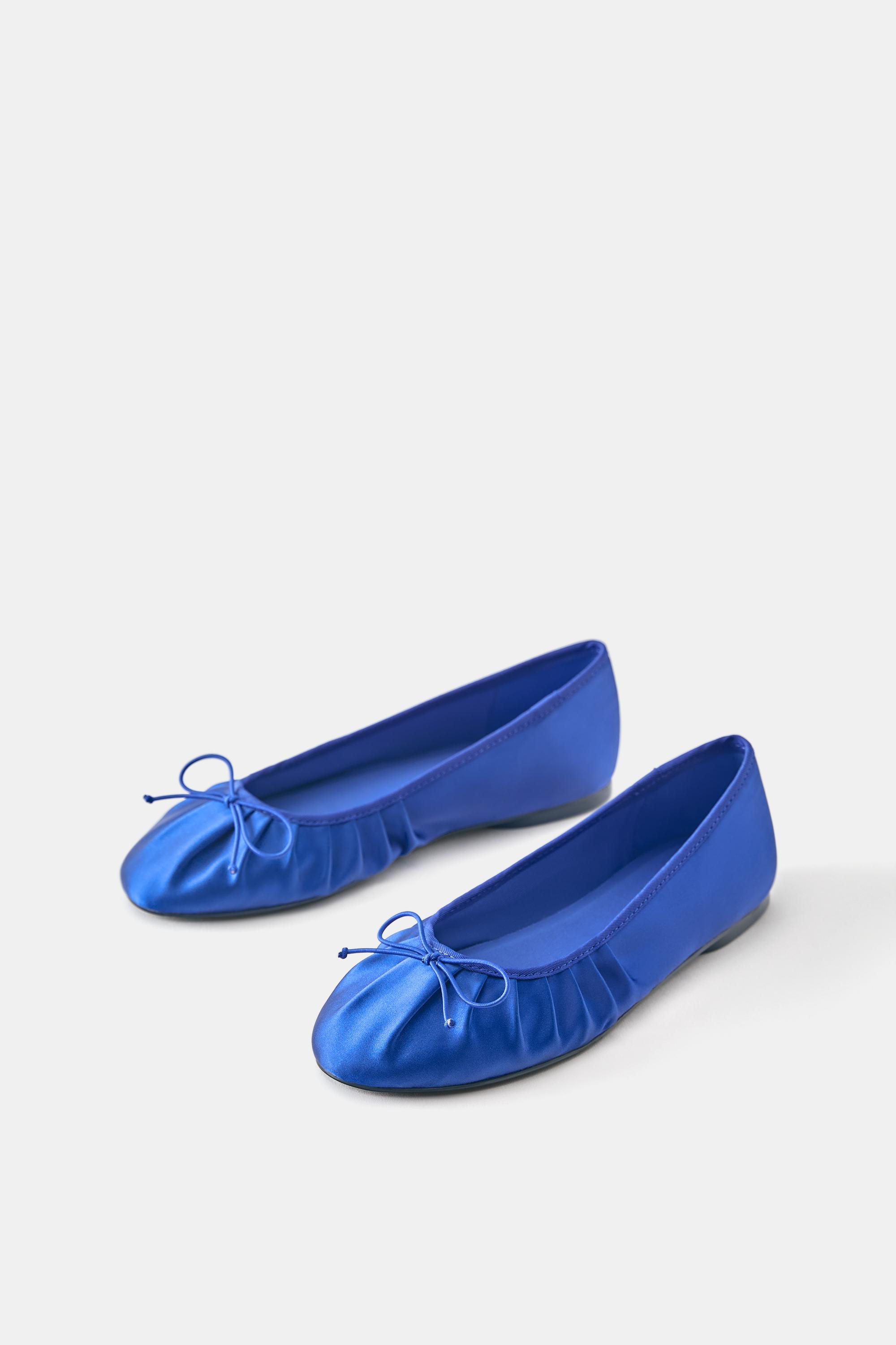 Gathered ballerina pumps — Blue