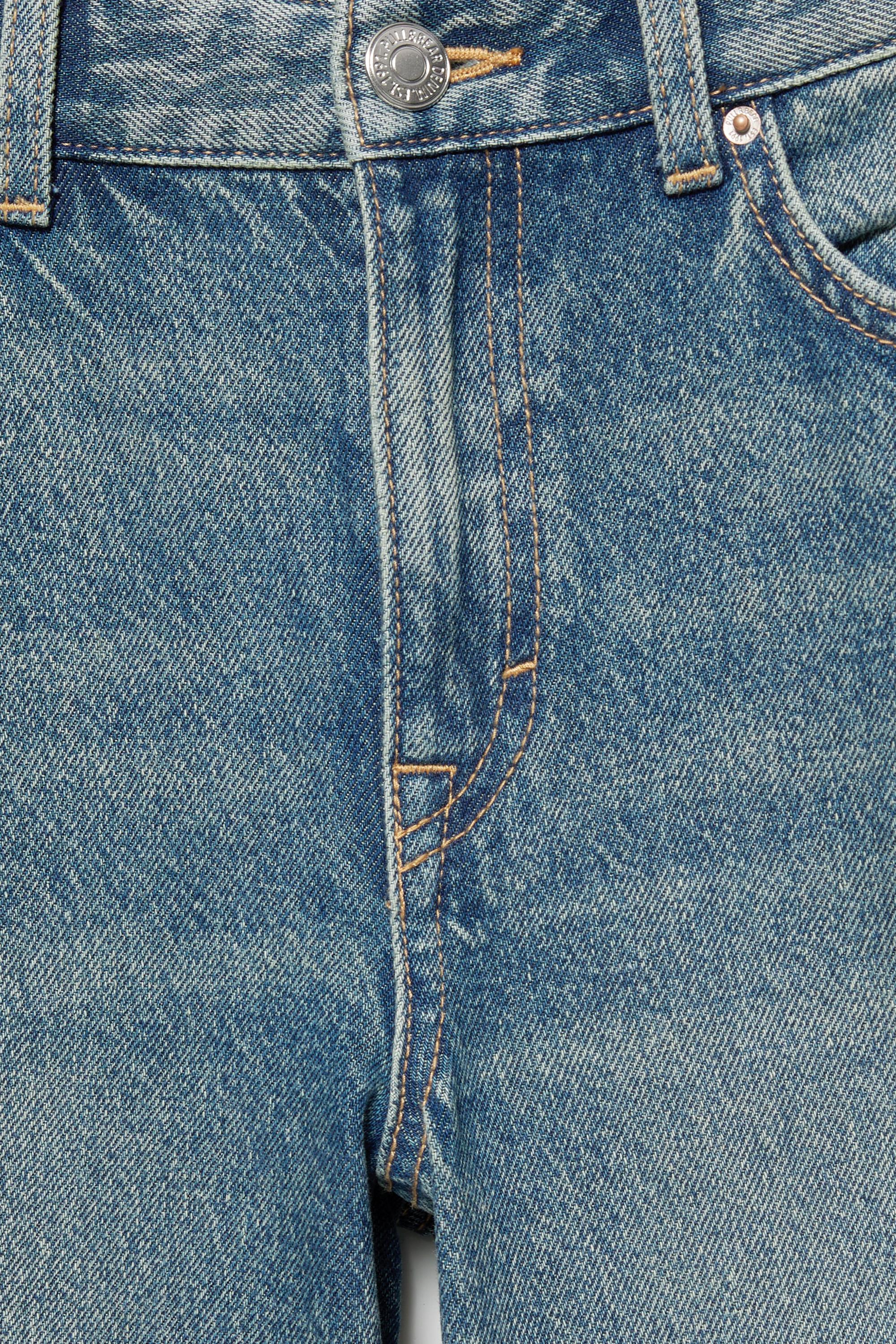 High-waist wide straight-leg jeans — Greenish blue