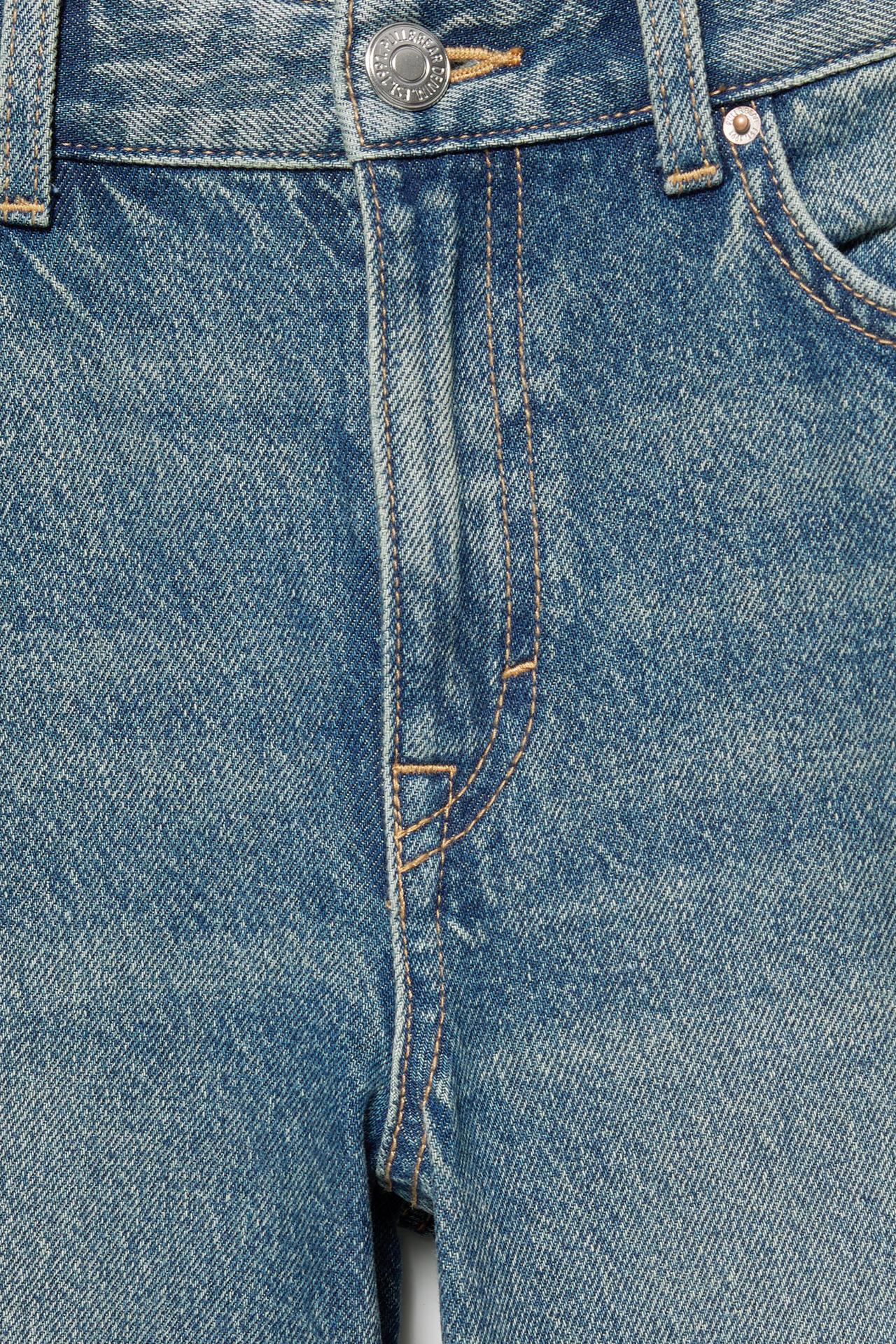 High-waist wide straight-leg jeans — Greenish blue