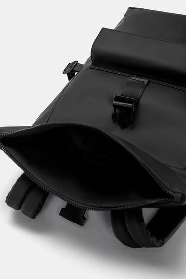 Rubberised flap backpack — Black 5