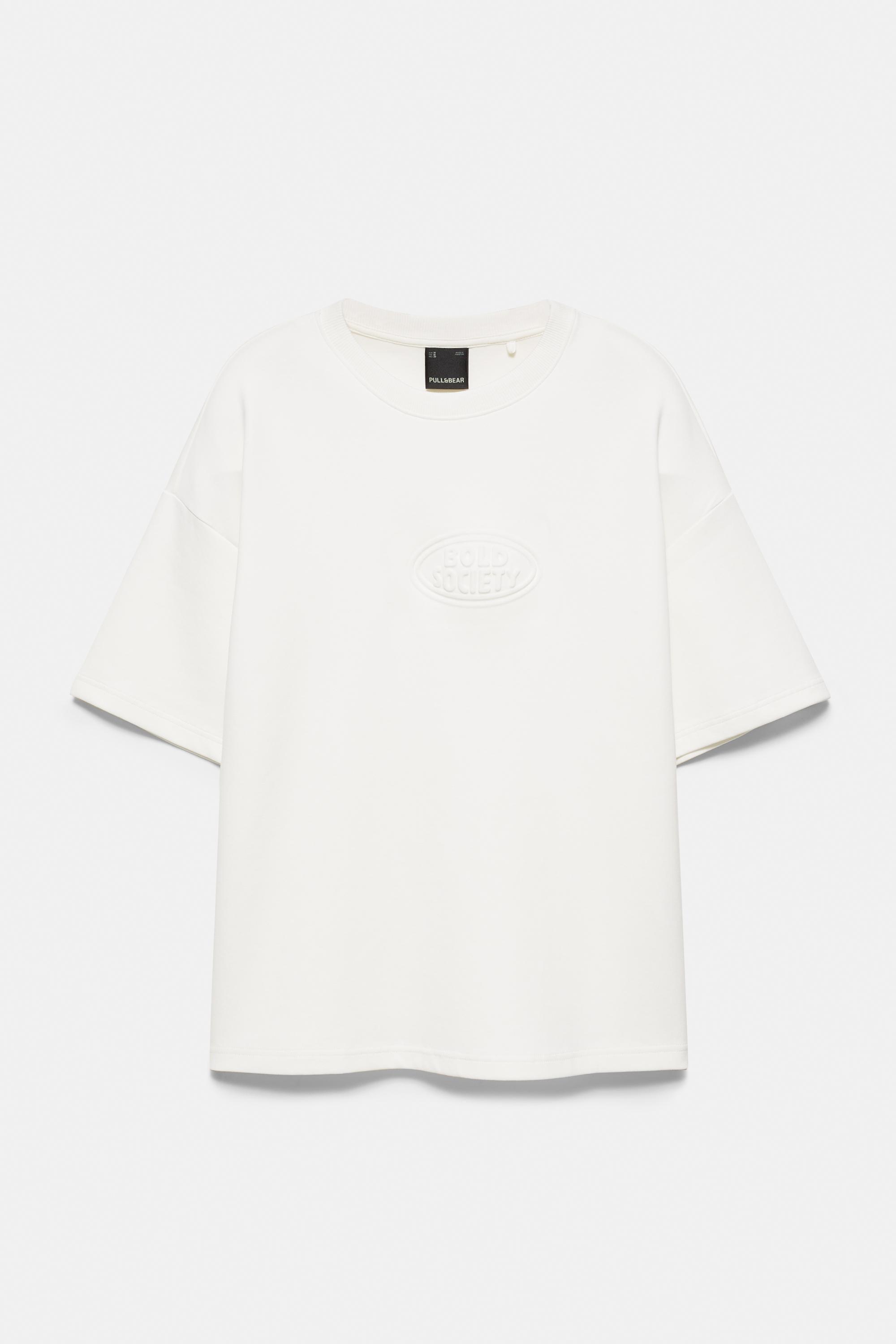 Short sleeve sweatshirt with raised logo — Off white