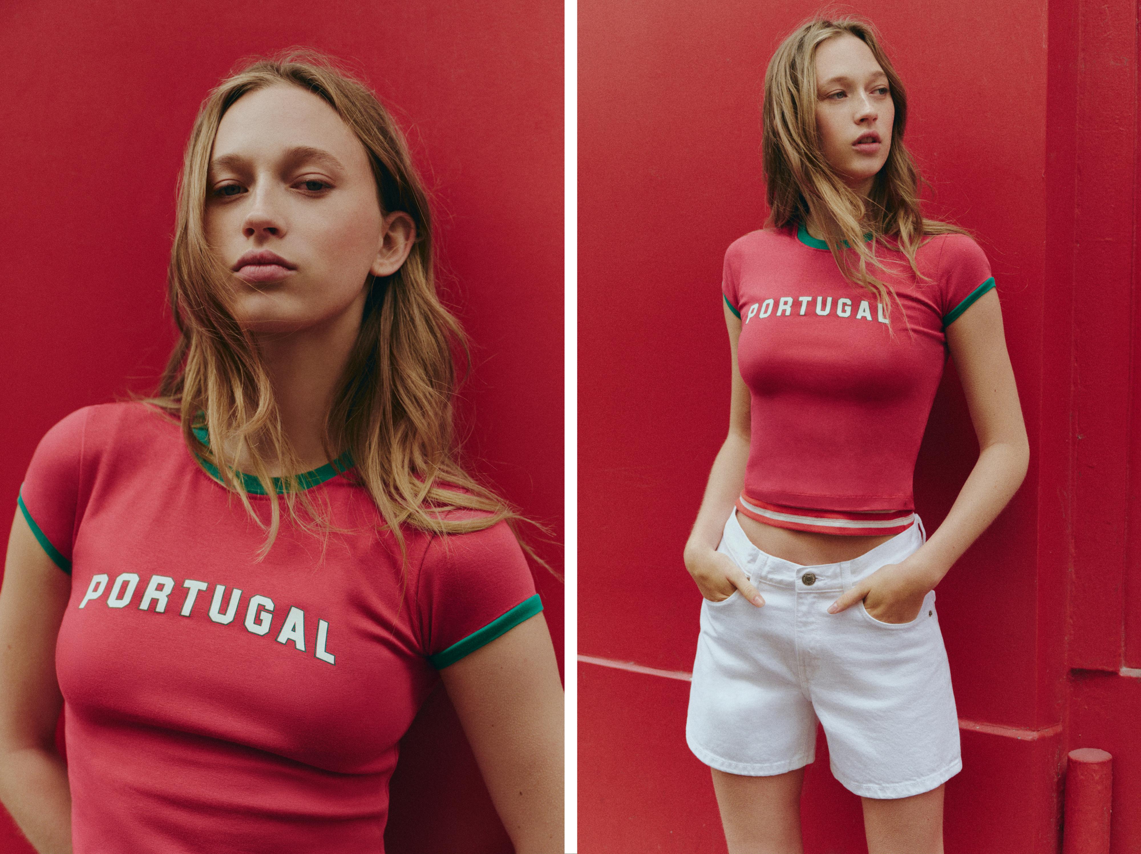Slim-fit Portugal graphic T-shirt — Red