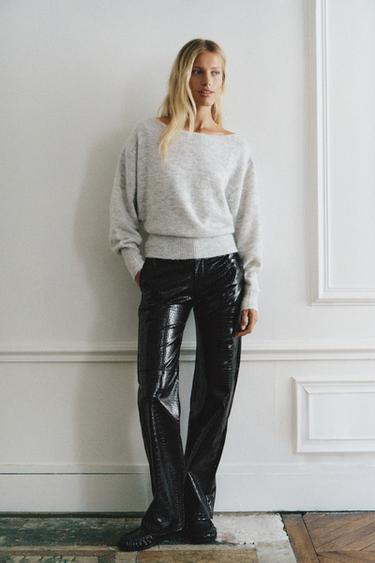 Crocodile leather effect trousers — Black 2