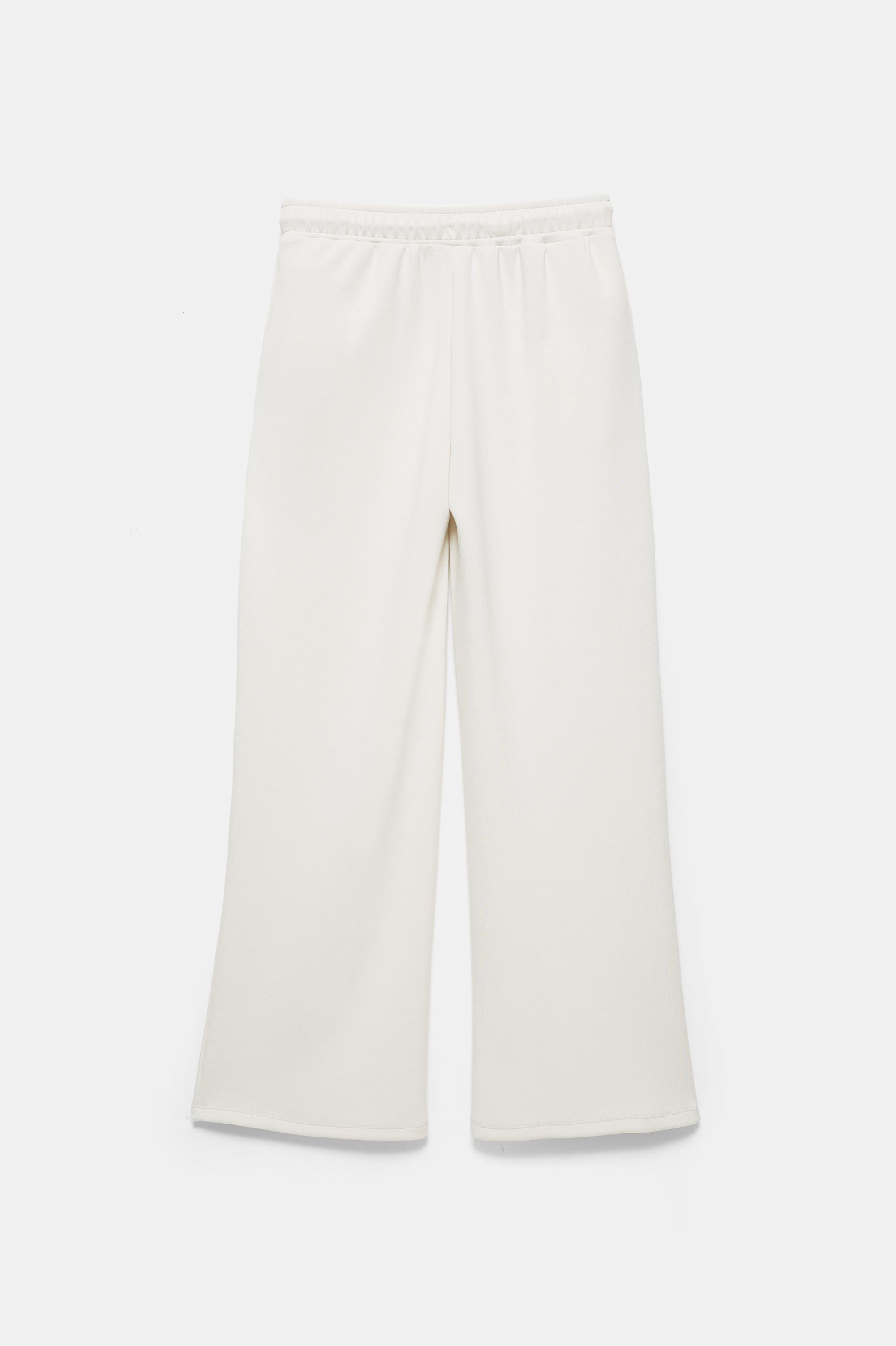 Wide-leg modal-blend trousers — Ecru