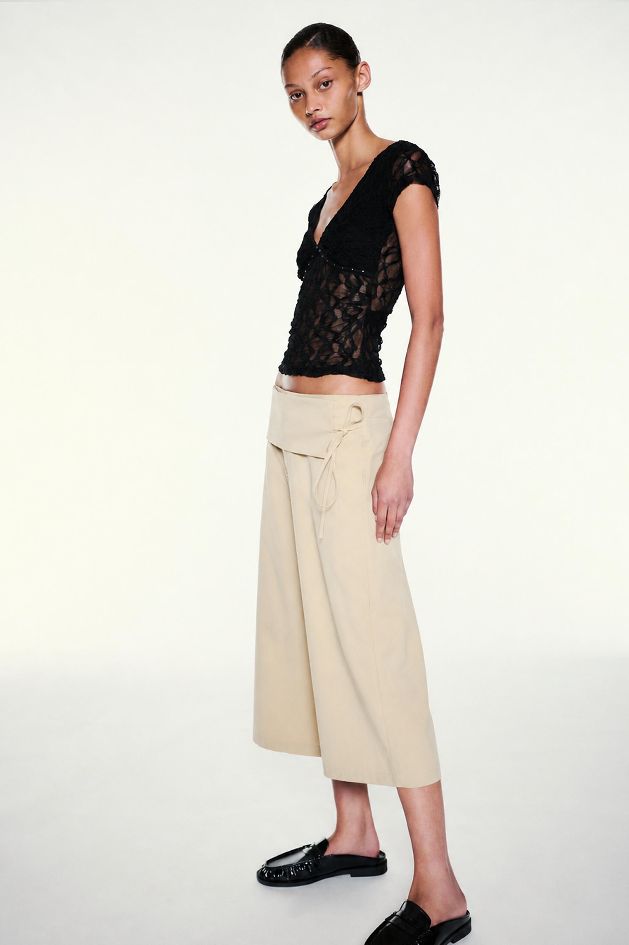 Sash tie culottes — Light camel