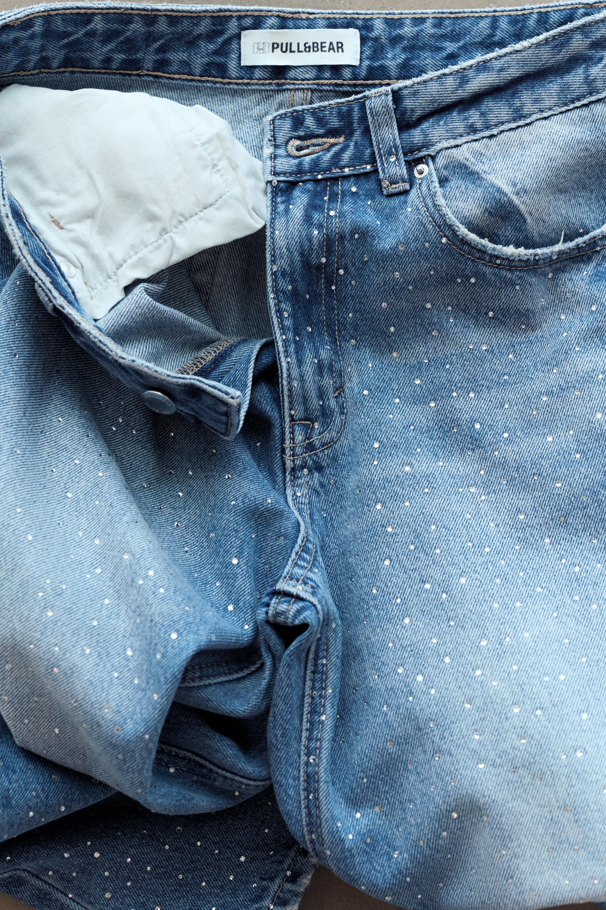 Işıltılı baggy straight fit jean - Görsel 17