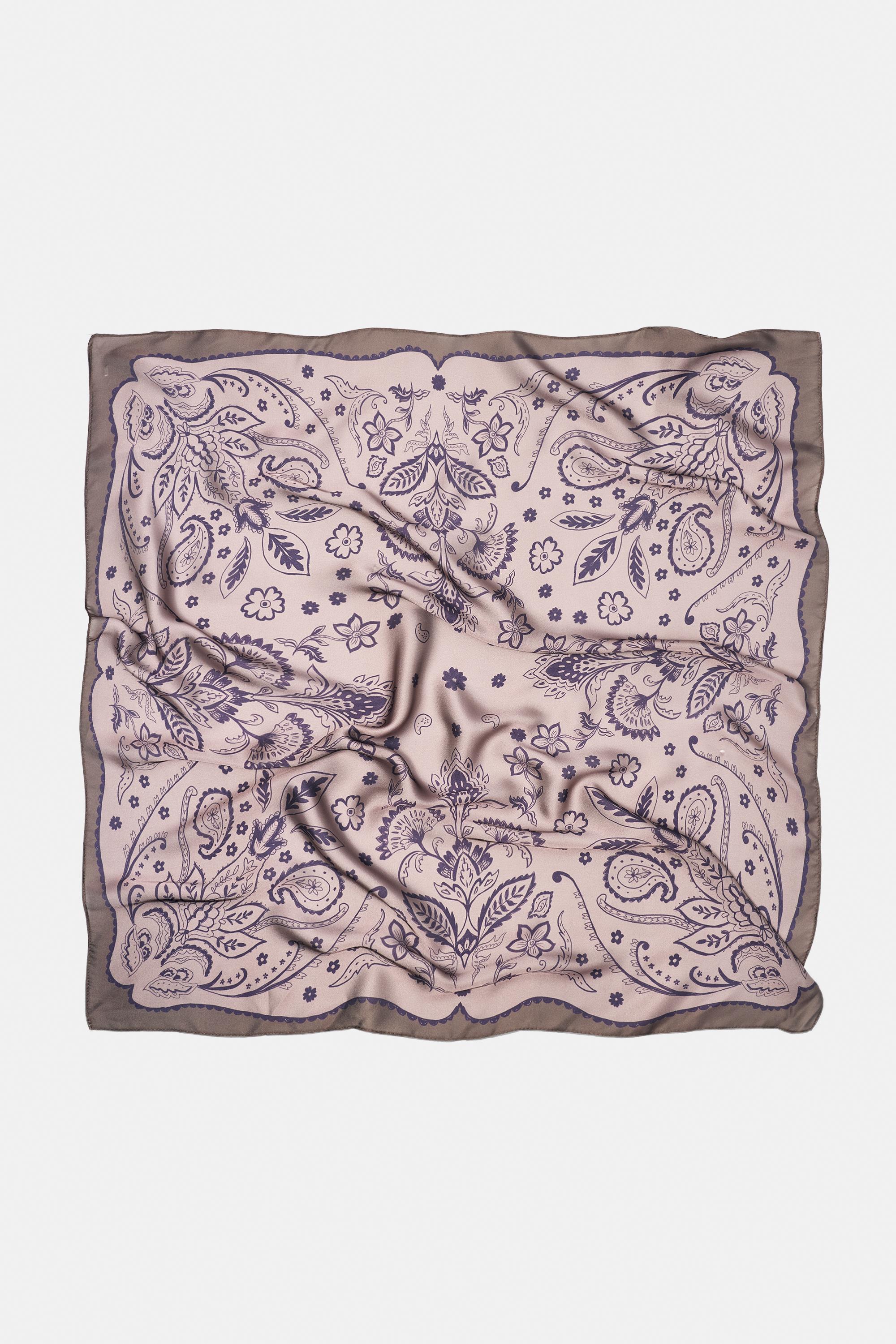 Satin floral scarf — Brown