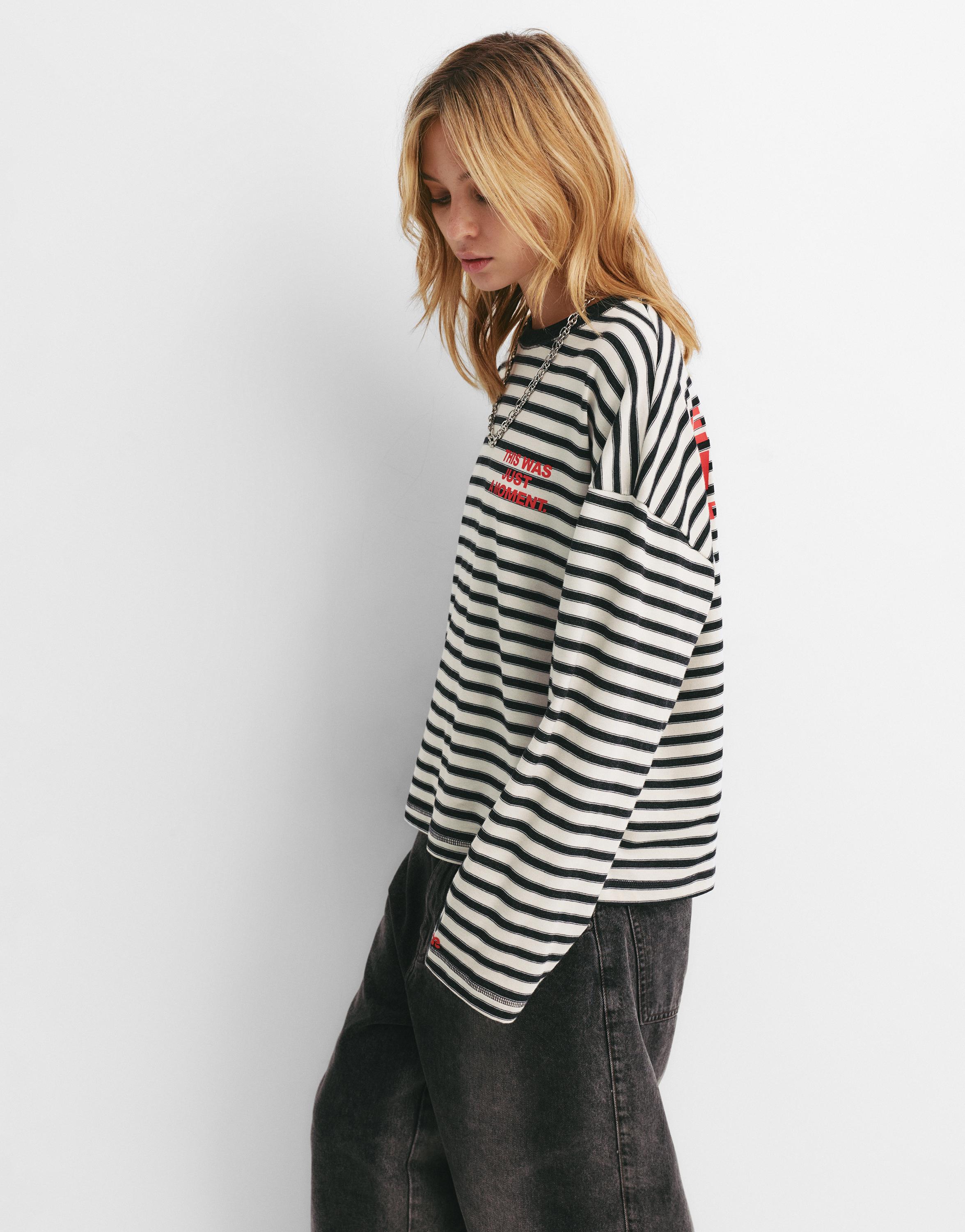 Striped T-shirt with text — Ice
