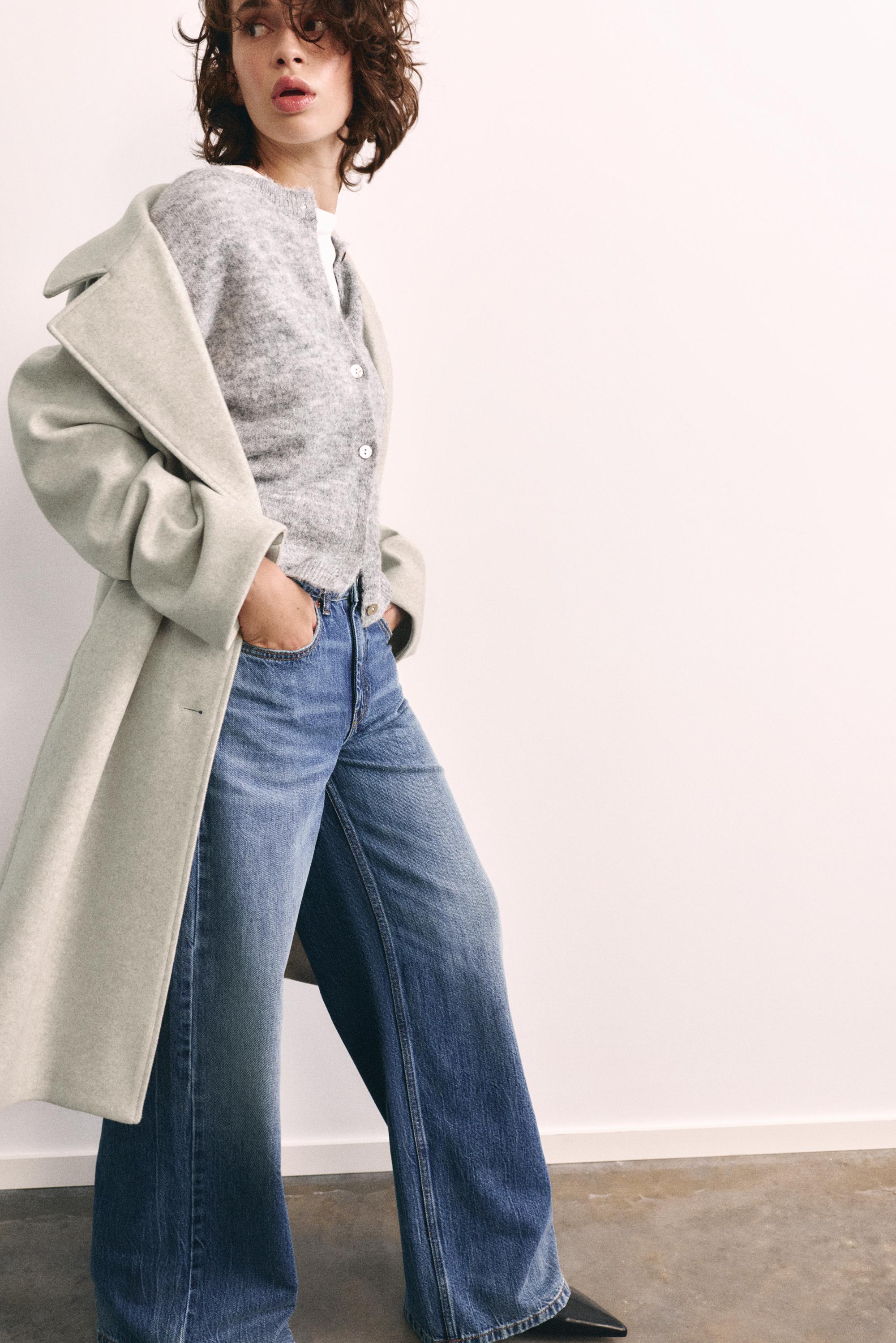 Double-breasted felt texture coat — Sand