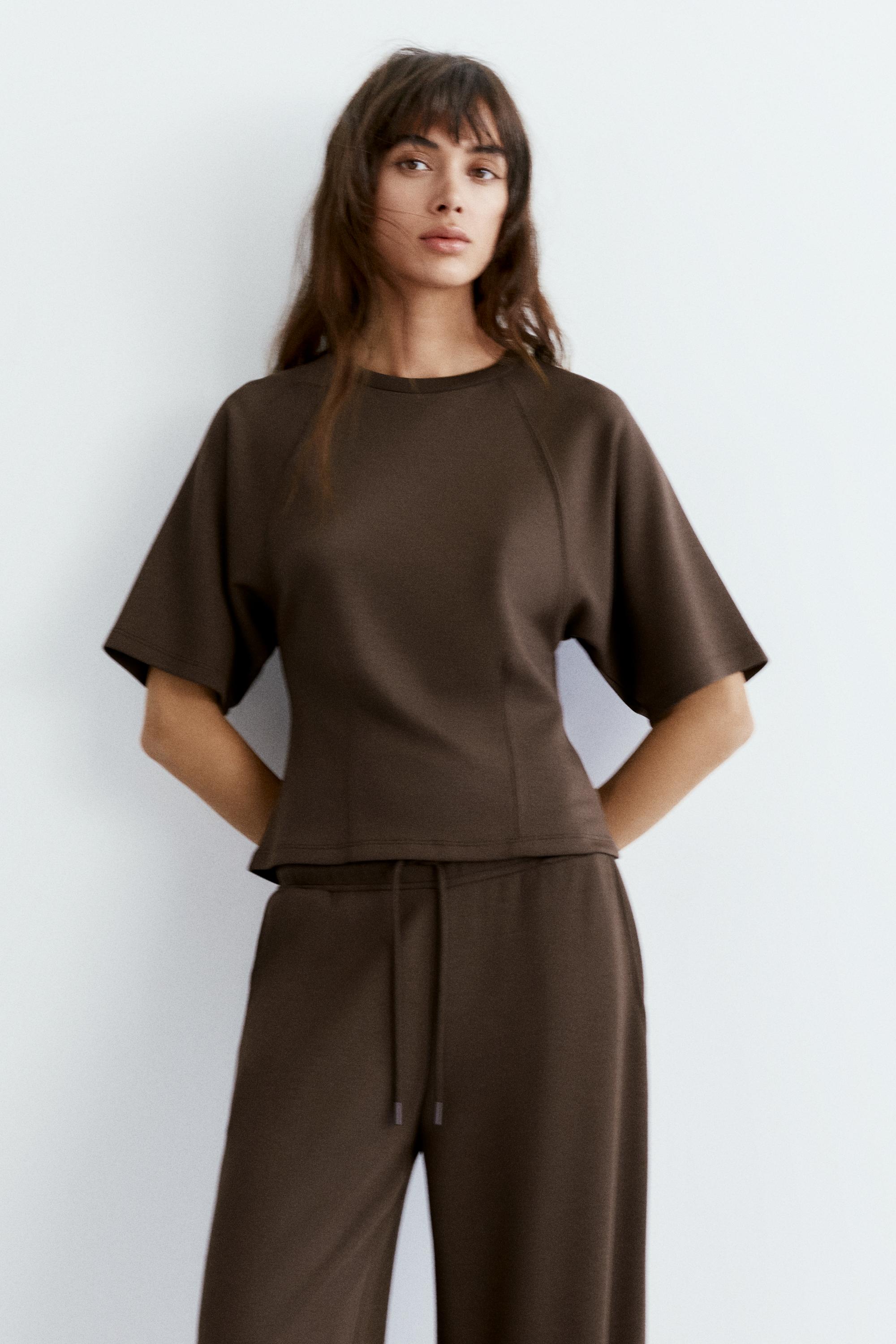 Soft touch short sleeve sweatshirt — Brown