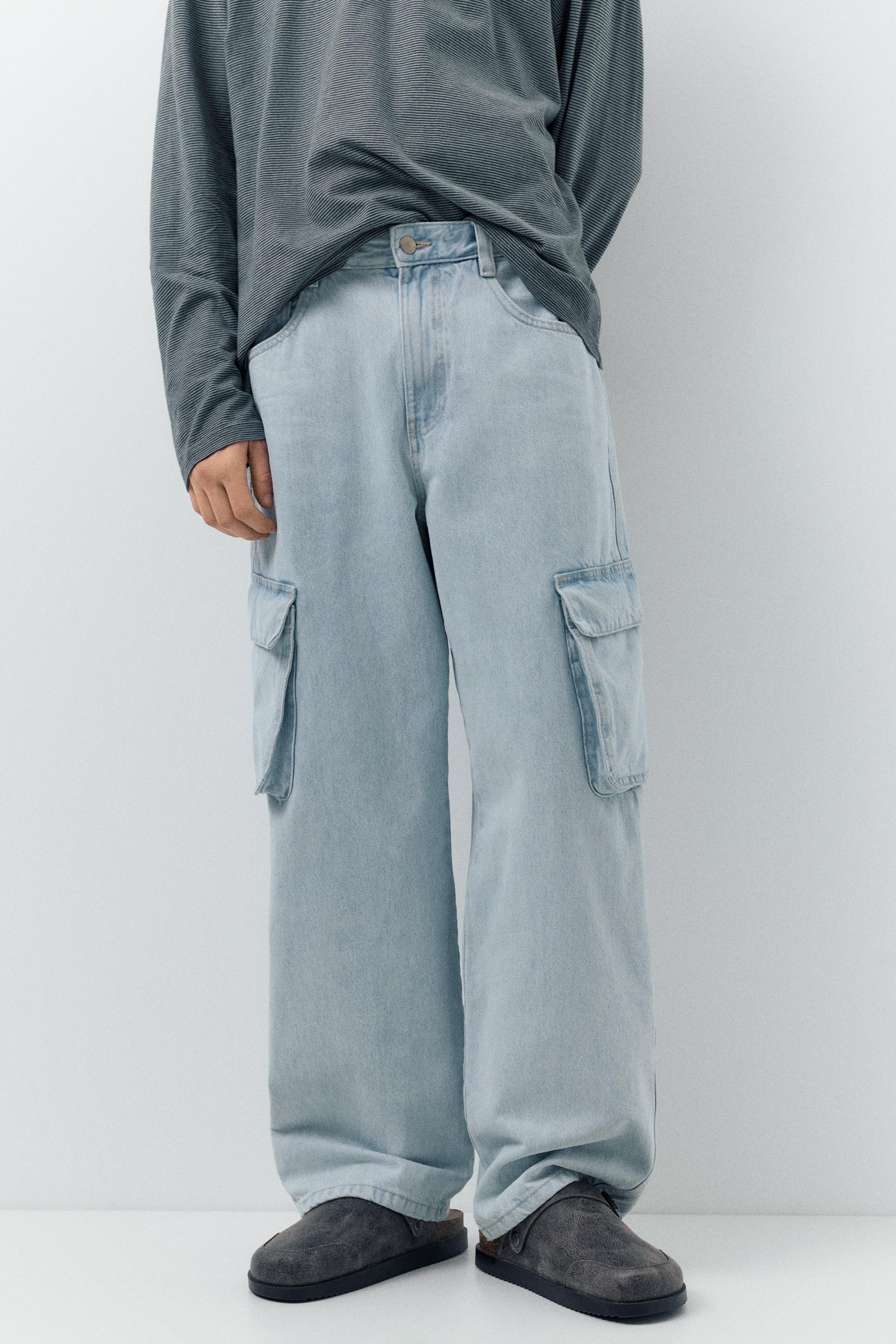 Baggy cargo jeans — Pale blue