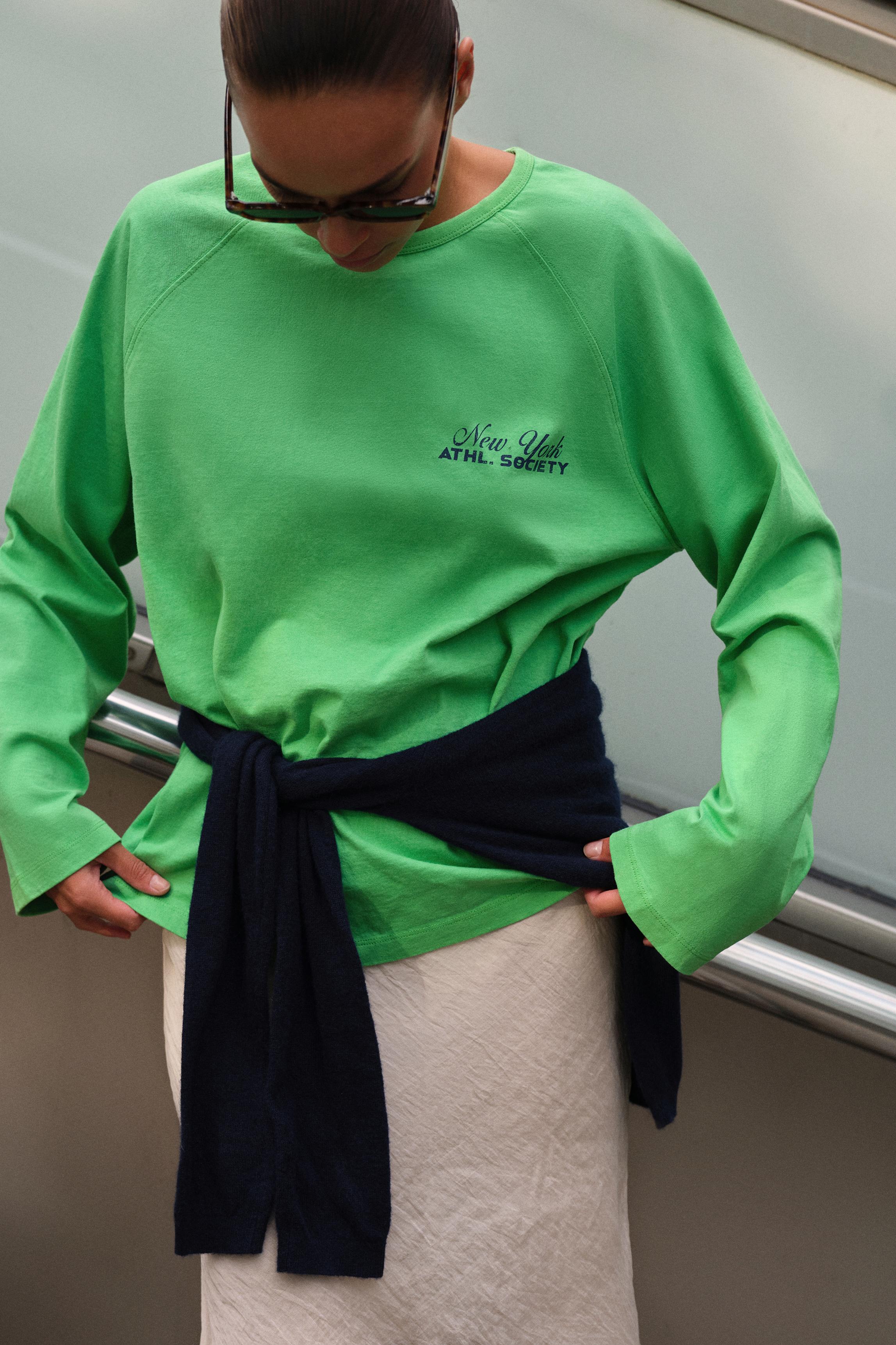 Raglan sleeve graphic T-shirt — Green