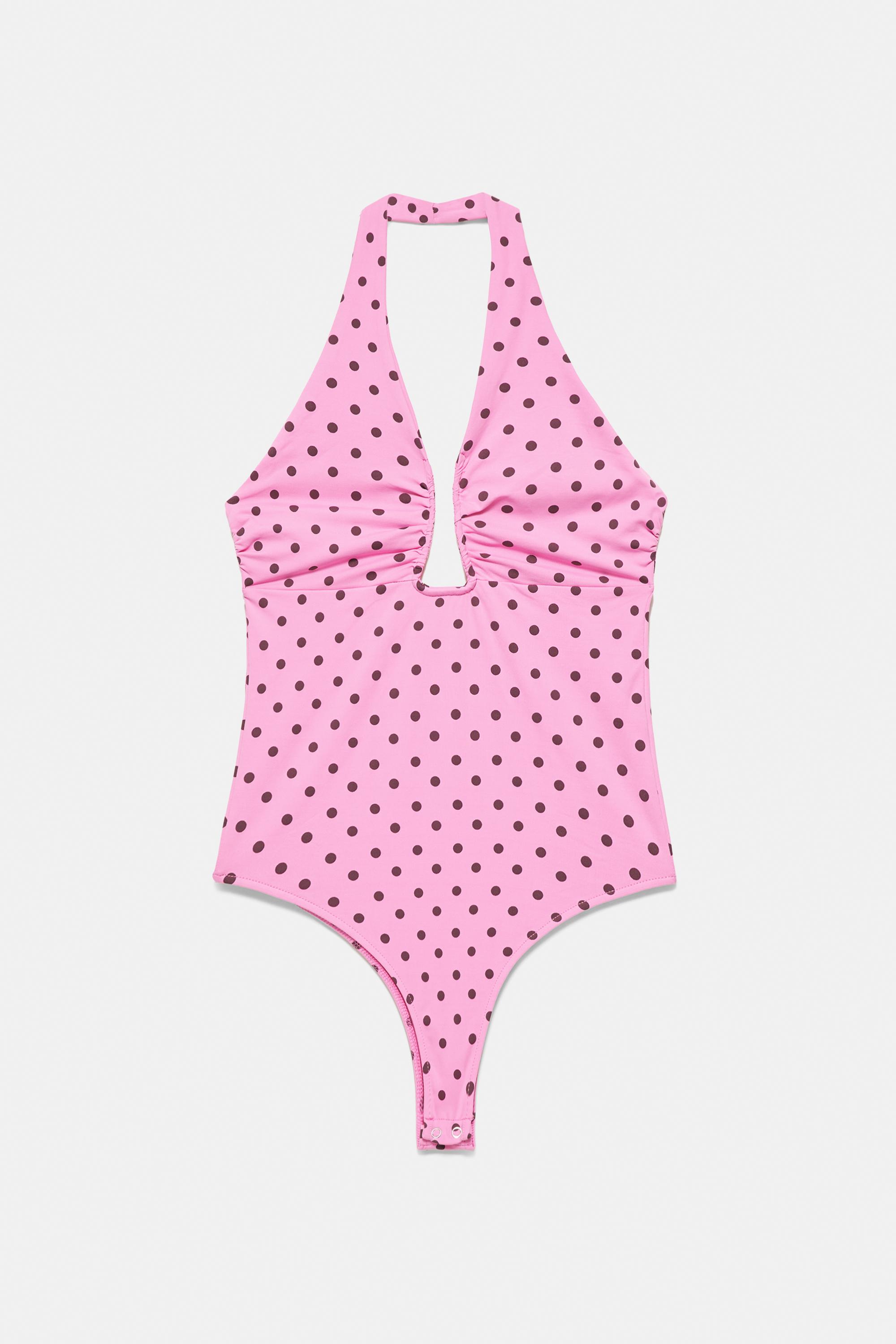 Gathered halterneck bodysuit — Pale fuchsia