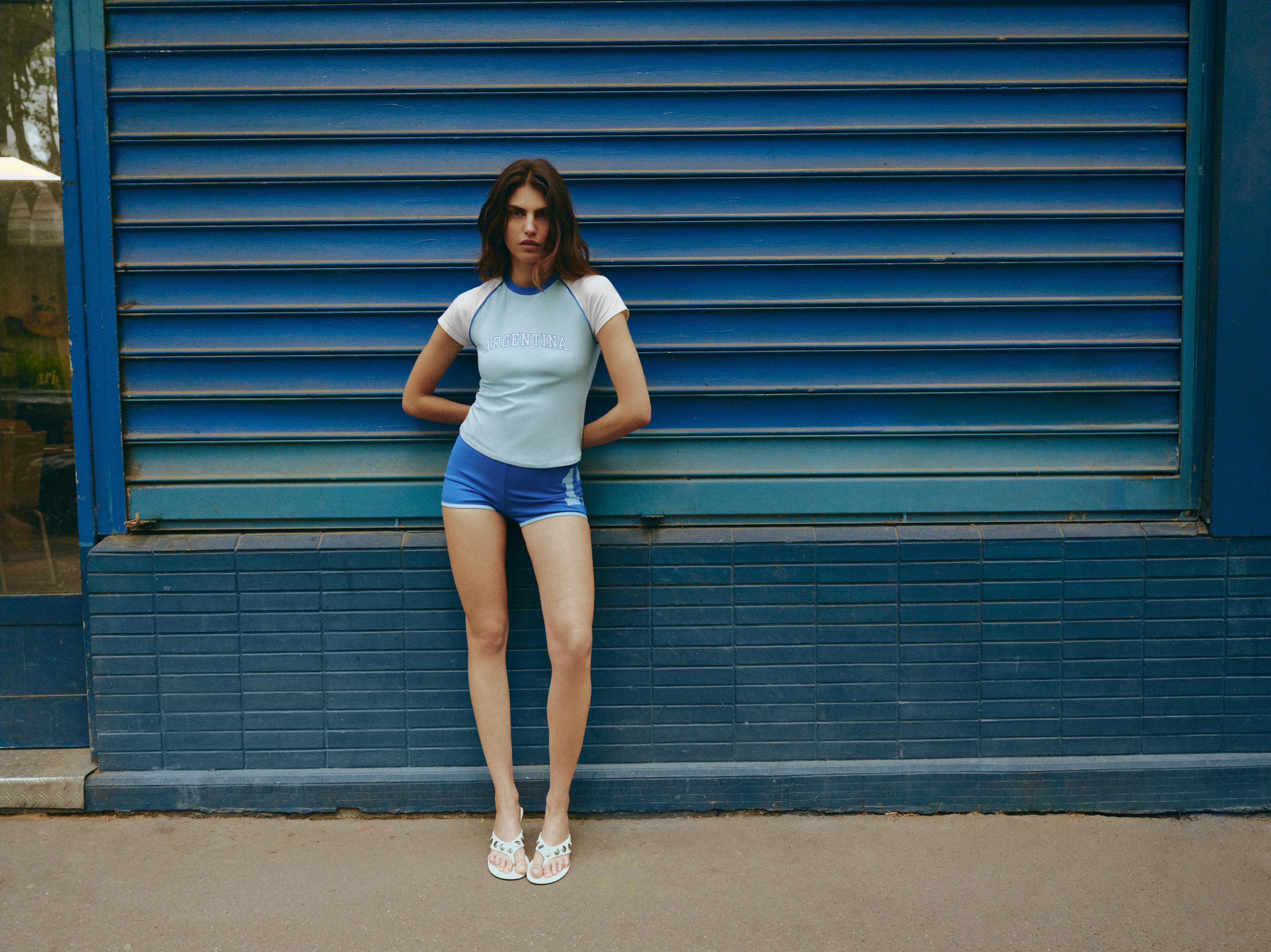 Argentina graphic slim fit T-shirt — Pale blue