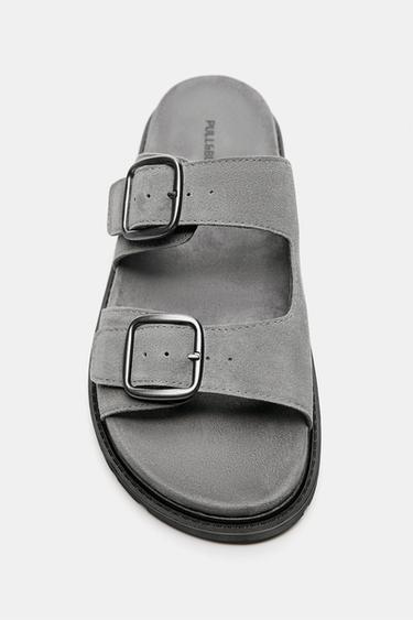 Leather buckle sandals — Grey 4