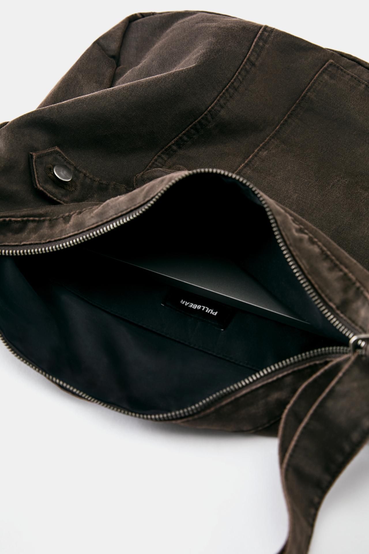 Waxed suede-effect crossbody bag — 1-707