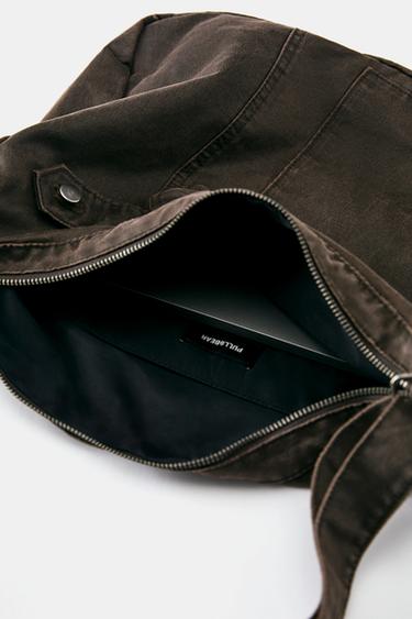 Waxed suede-effect crossbody bag — 1-707 6