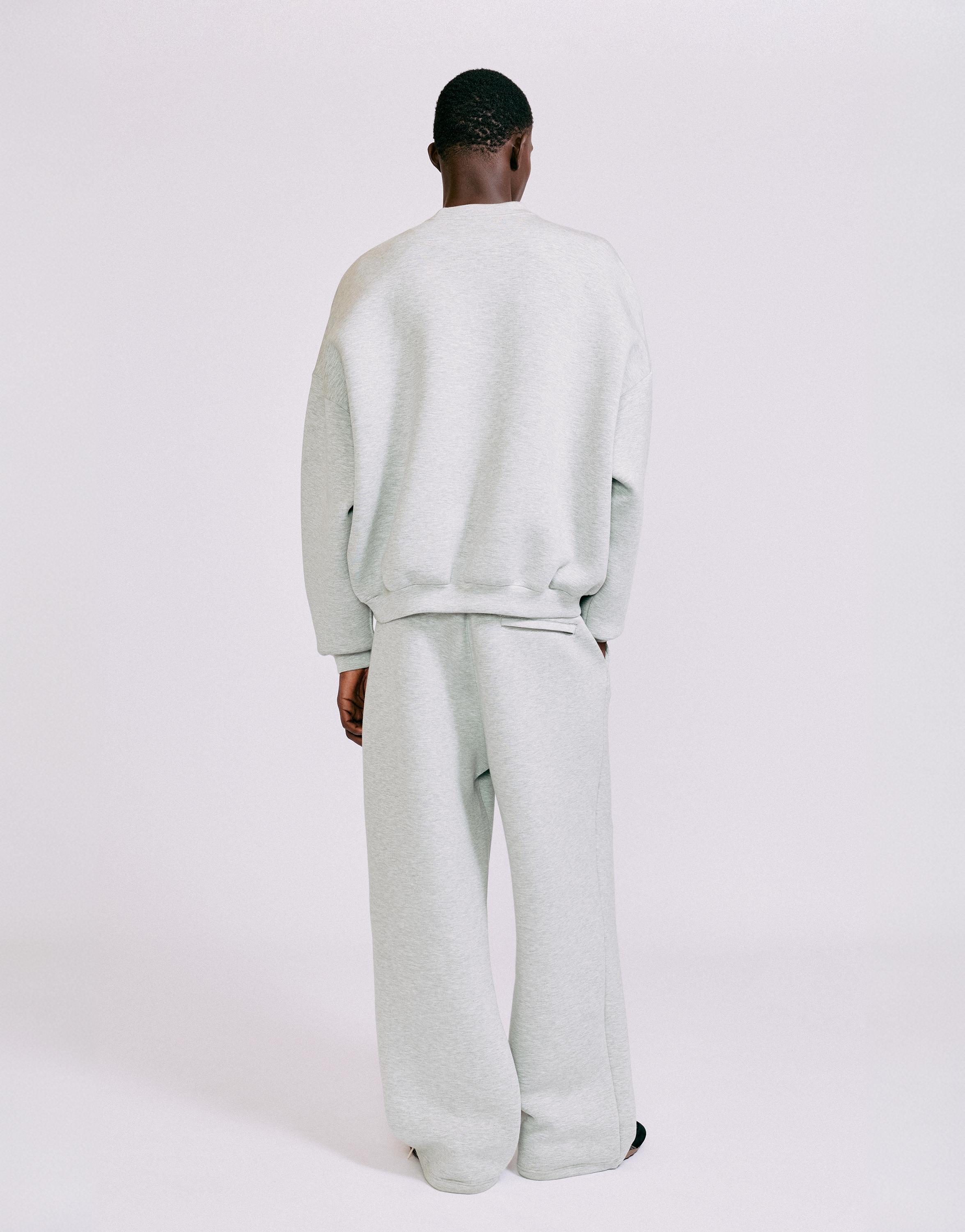 Interlock round neck sweatshirt — Grey marl