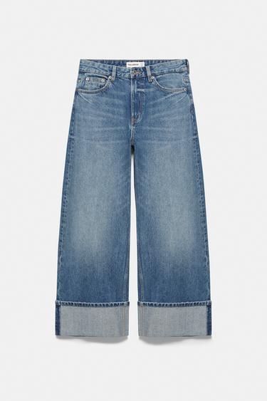 Baggy jeans with turn-up hems — Medium blue 5