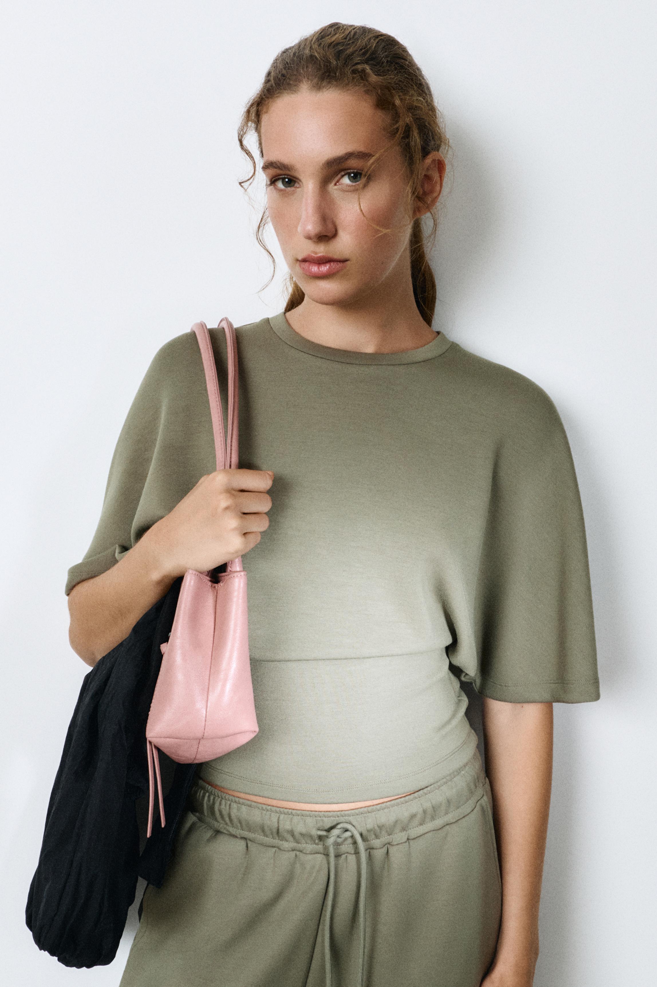 Modal batwing sleeve T-shirt — Khaki
