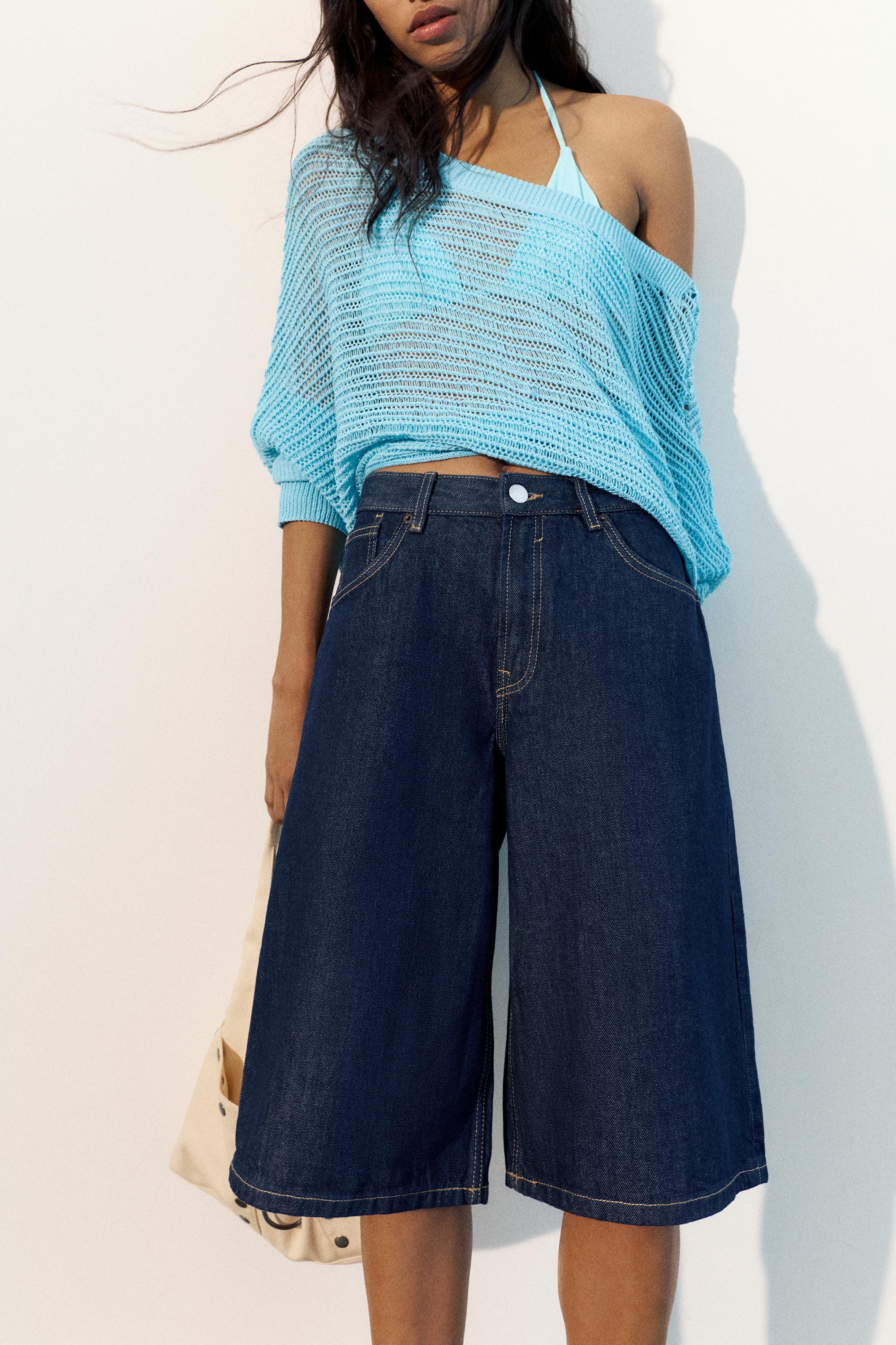 Low-rise denim jorts — Navy