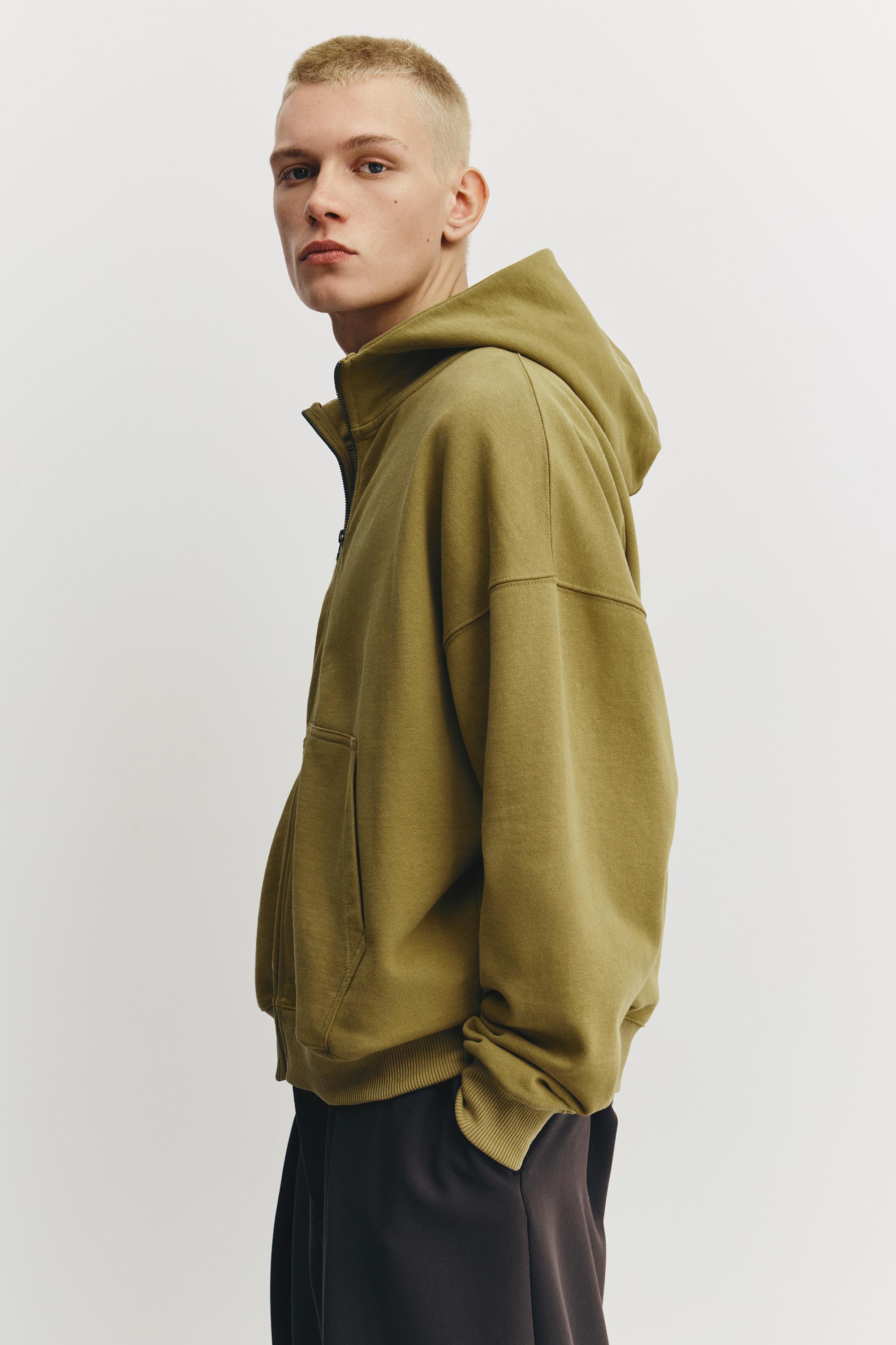 Boxy hoodie with zipper — Lime