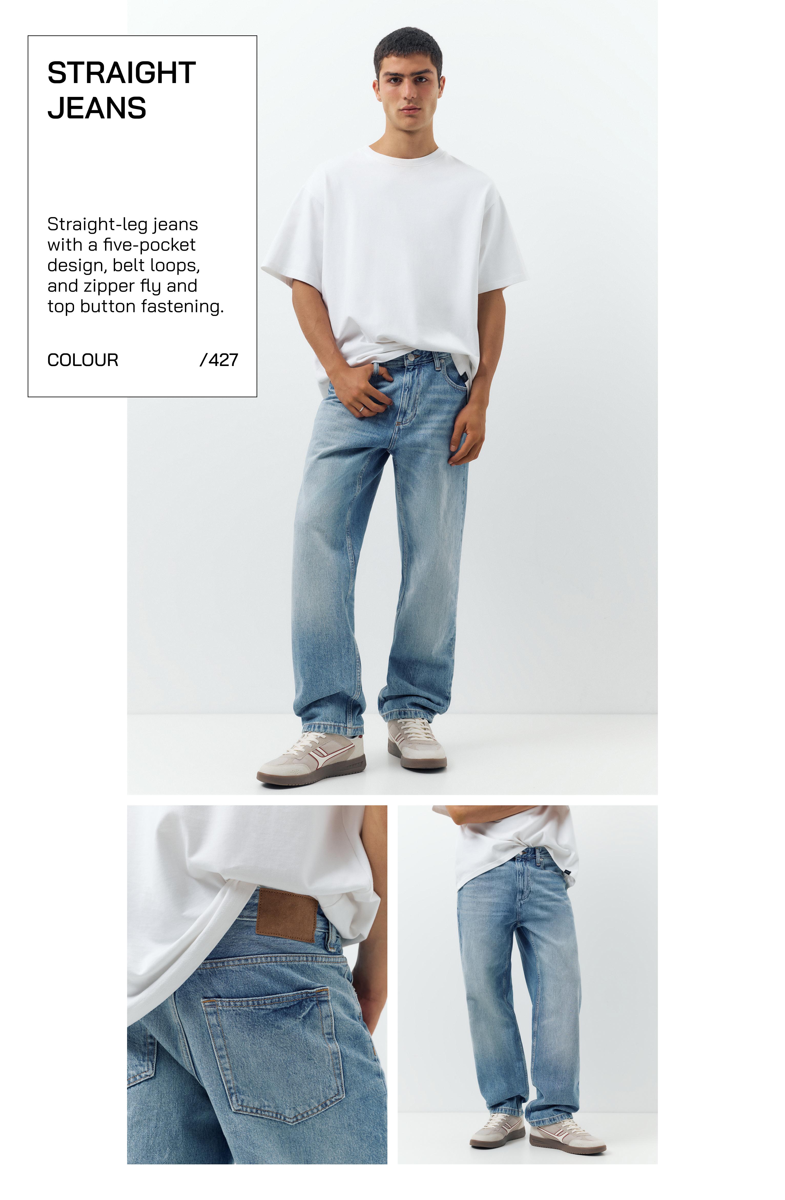 Straight-leg jeans — Medium blue