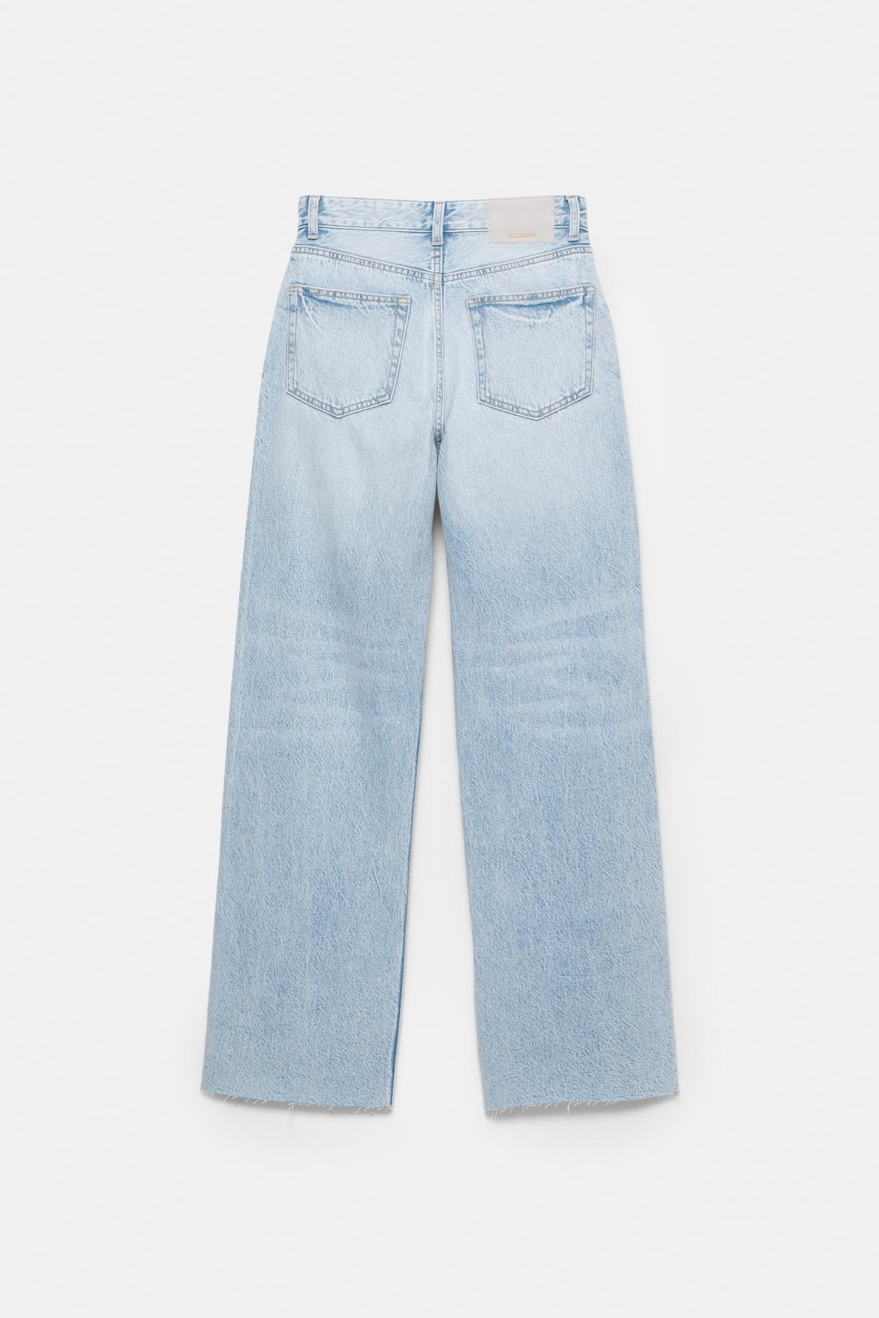 High-waist wide straight-leg jeans — Sky blue
