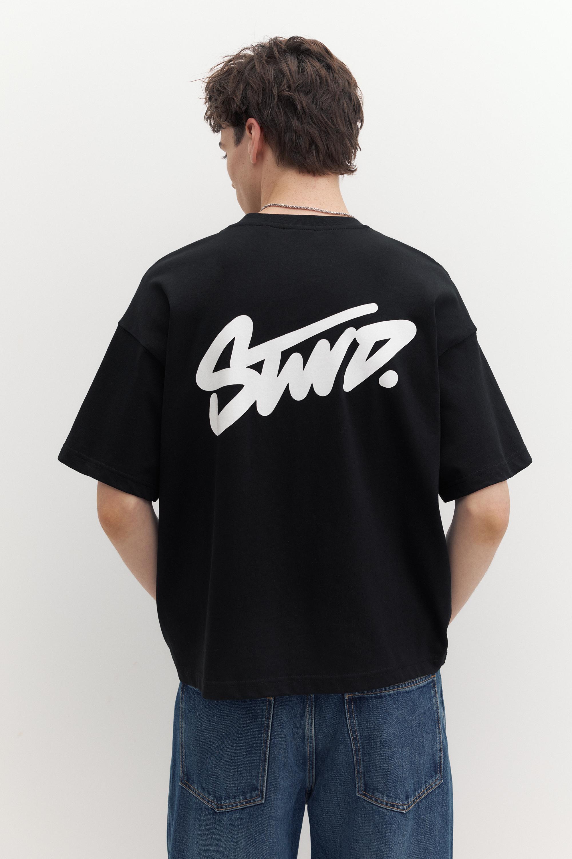 STWD logo boxy T-shirt — Black