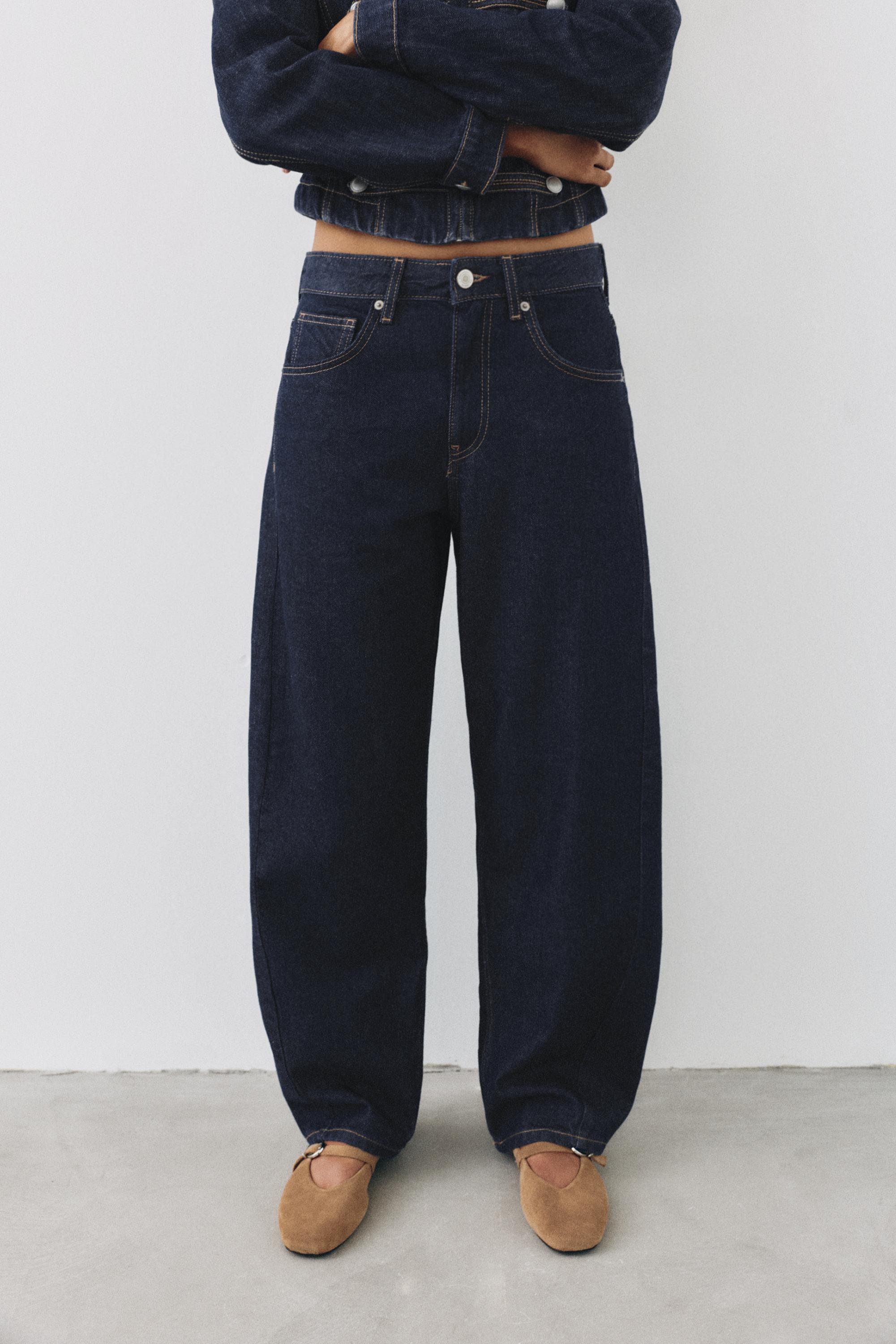 Low-rise barrel jeans — Navy