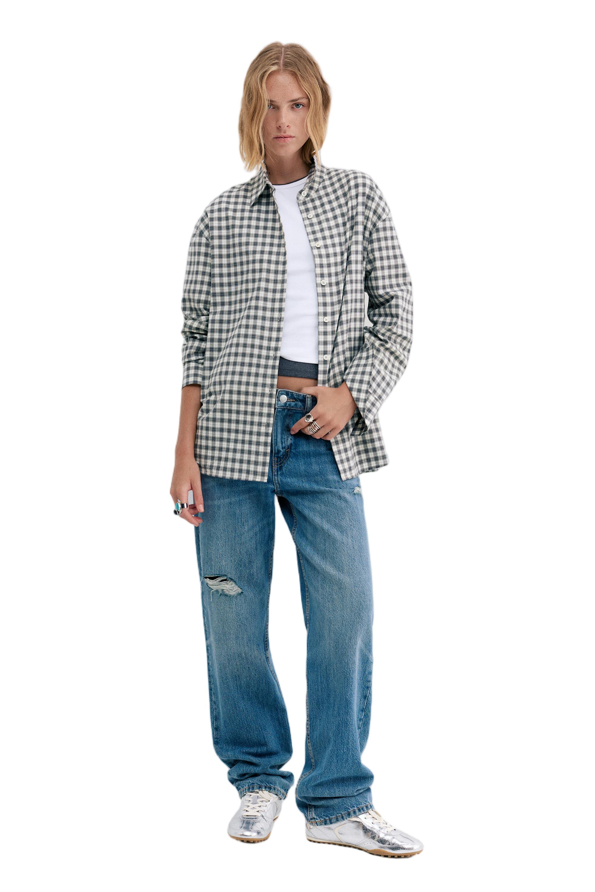 Çok konumlu bandana detaylı kareli gömlek - Görsel 13