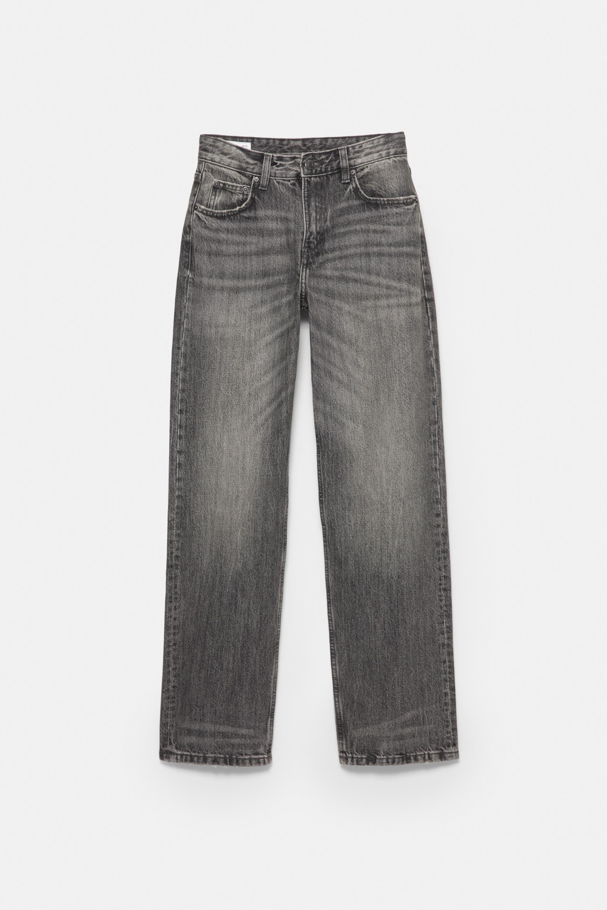 Mid-waist straight-leg jeans — Anthracite grey