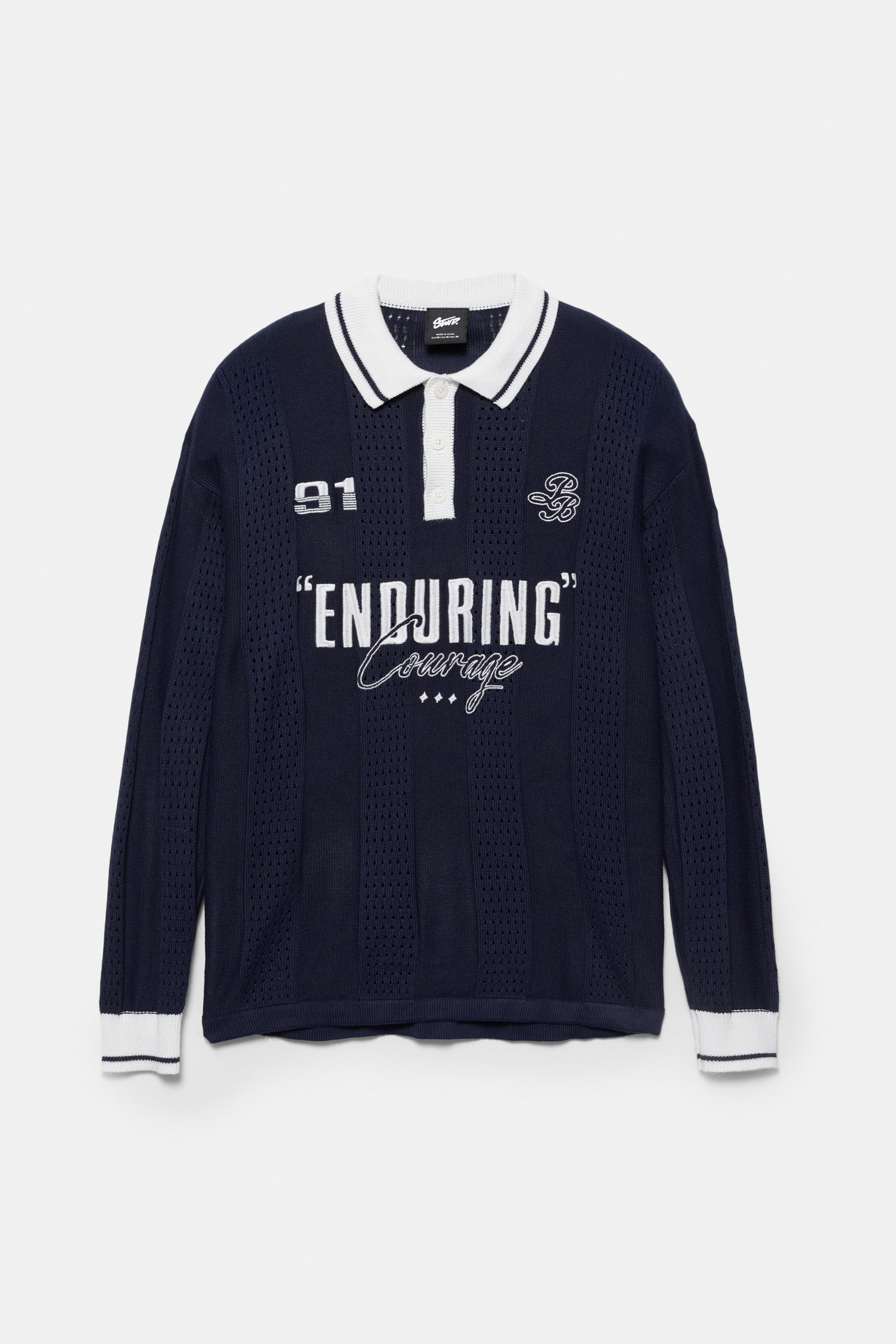 Grafik detaylı örme futbol polo - Görsel 3