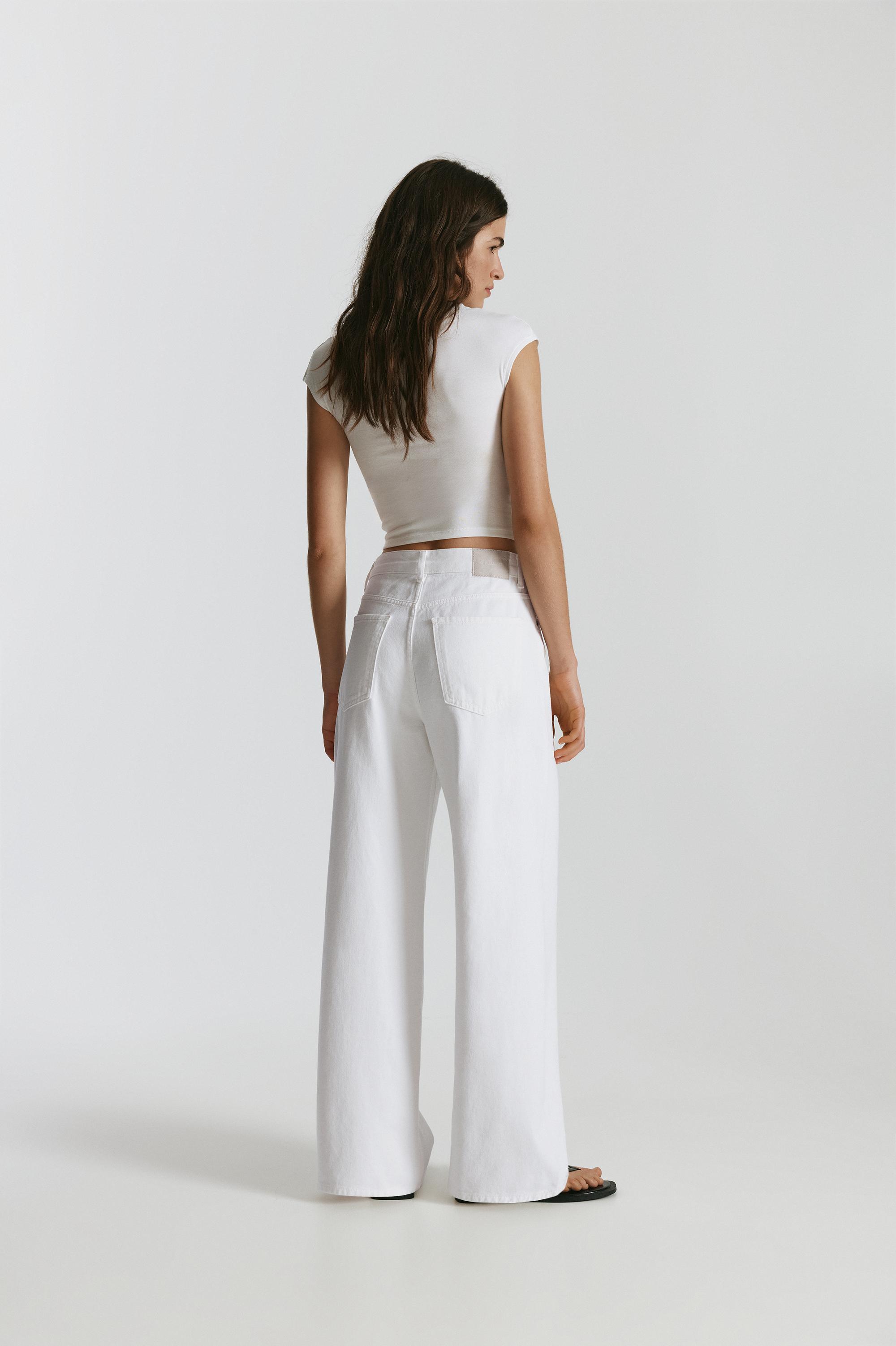 Mid-waist baggy jeans — White