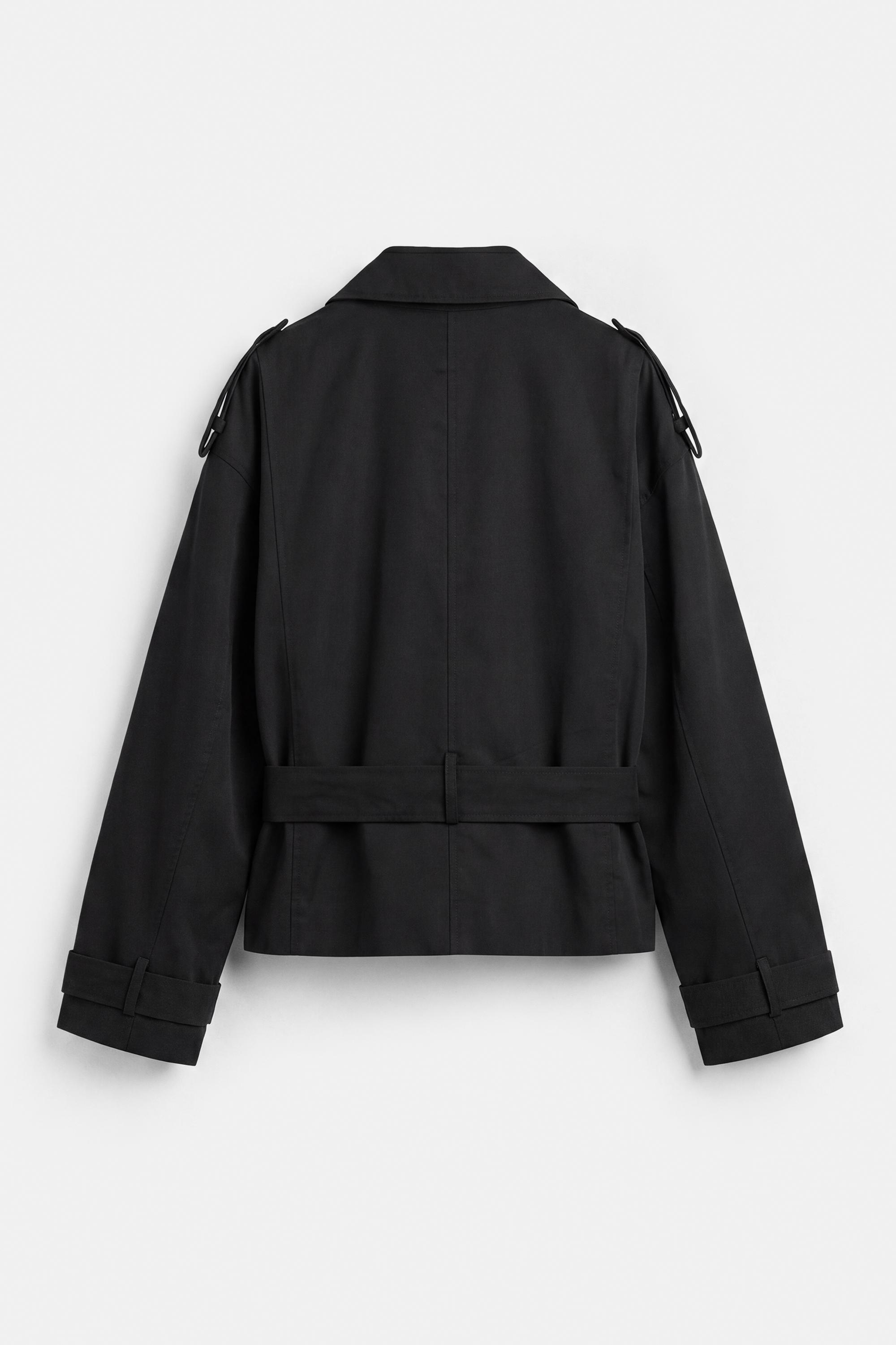 Short belted trench coat — Black