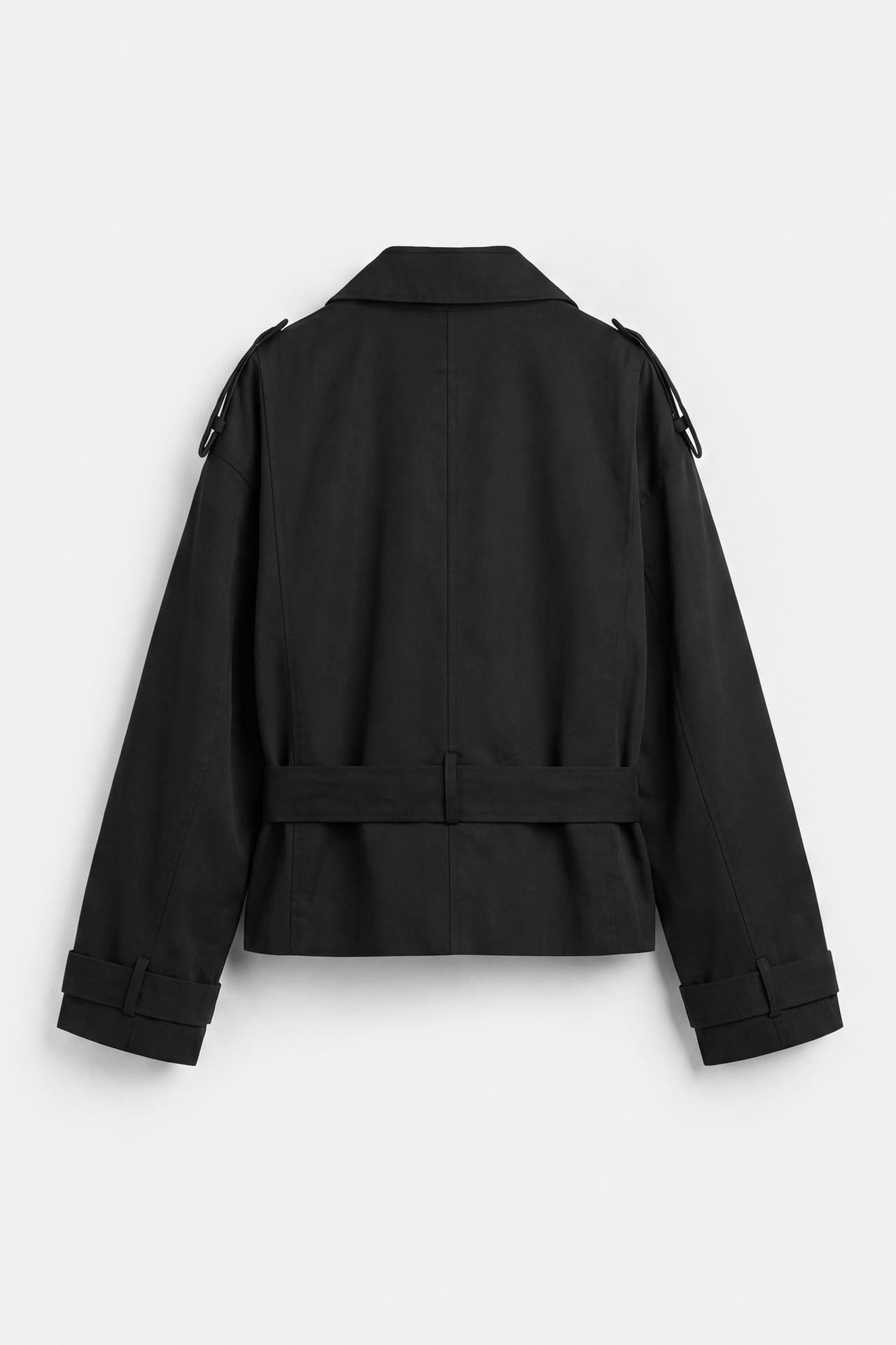 Short belted trench coat — Black