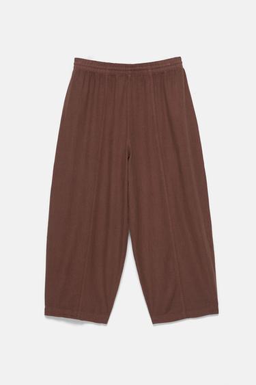 Linen blend barrel trousers — Chocolate 8