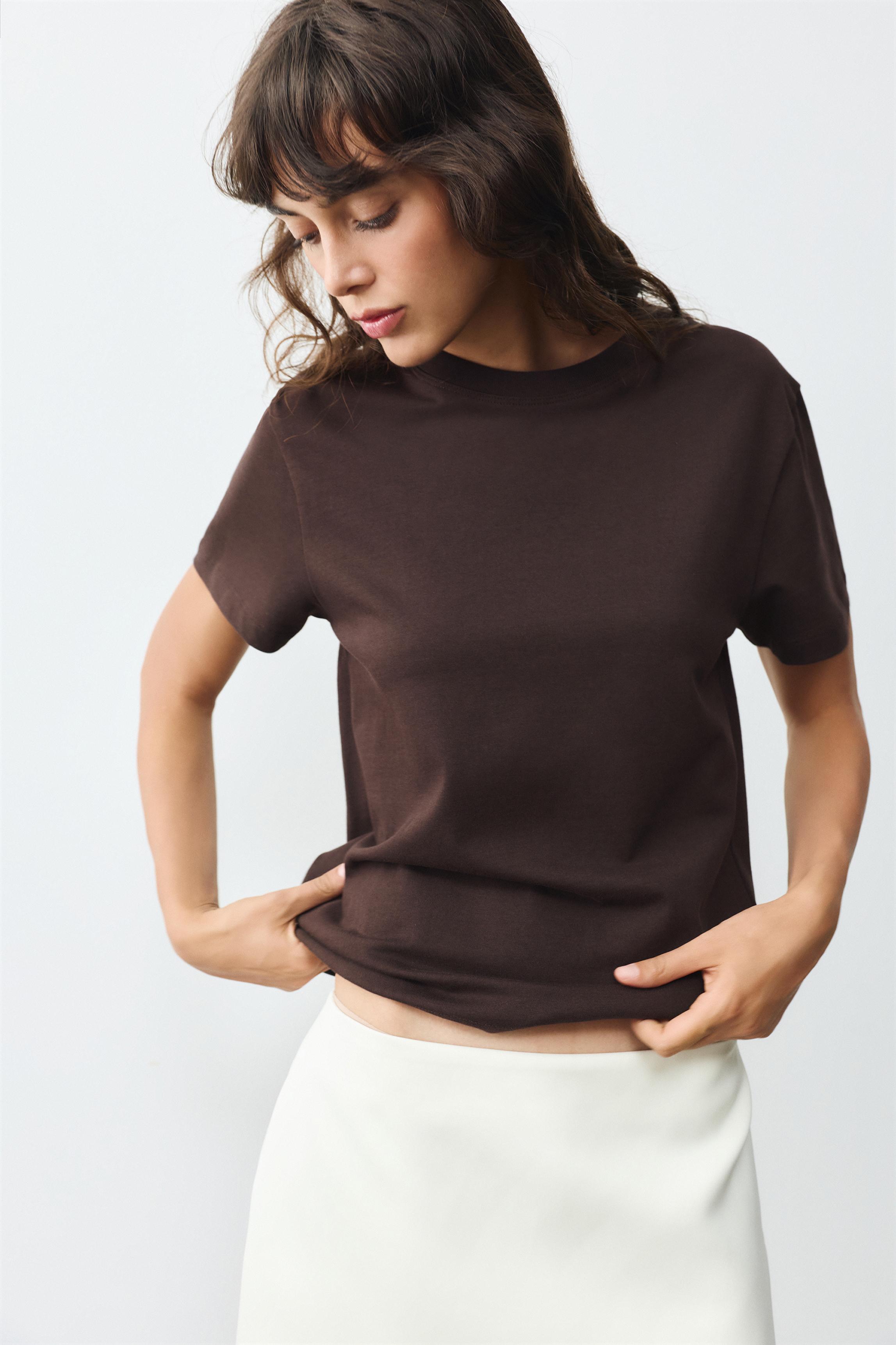 Short sleeve T-shirt 100% cotton — Brown