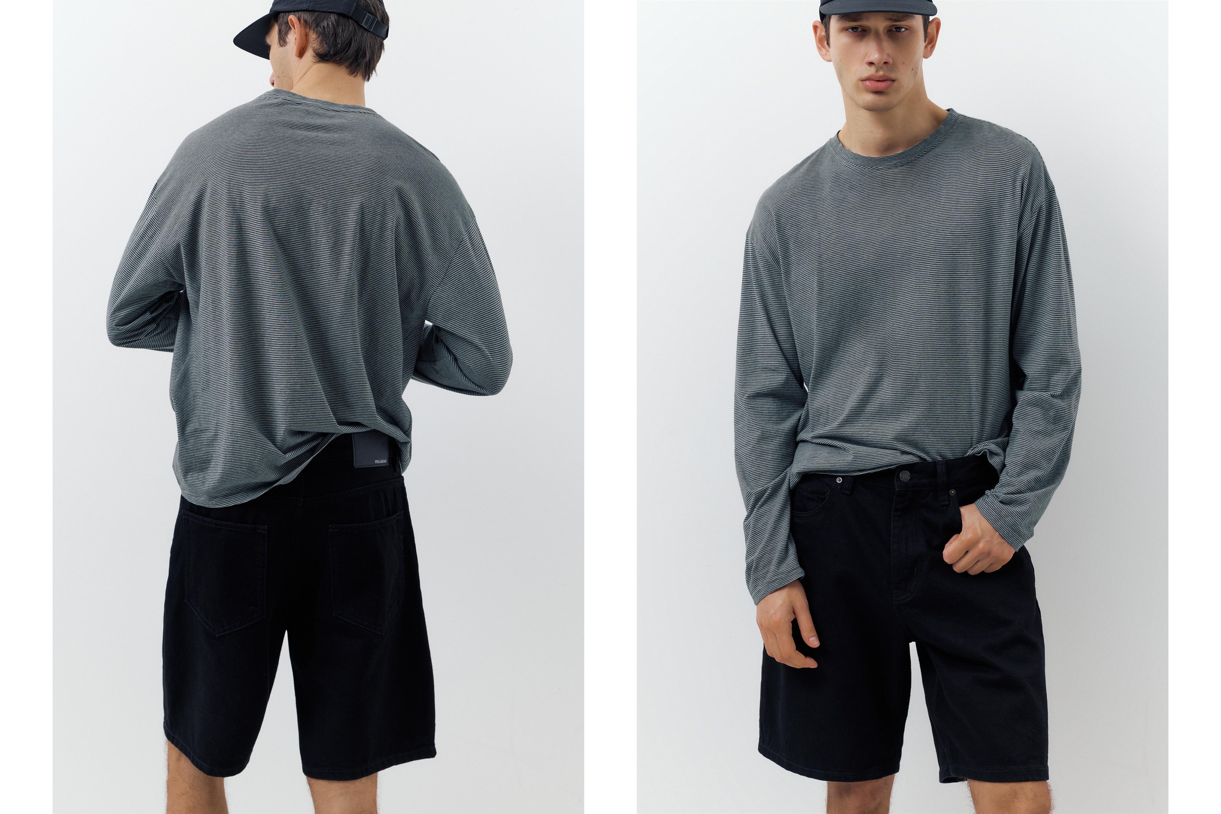 Standart kesim distressed denim bermuda - Görsel 35