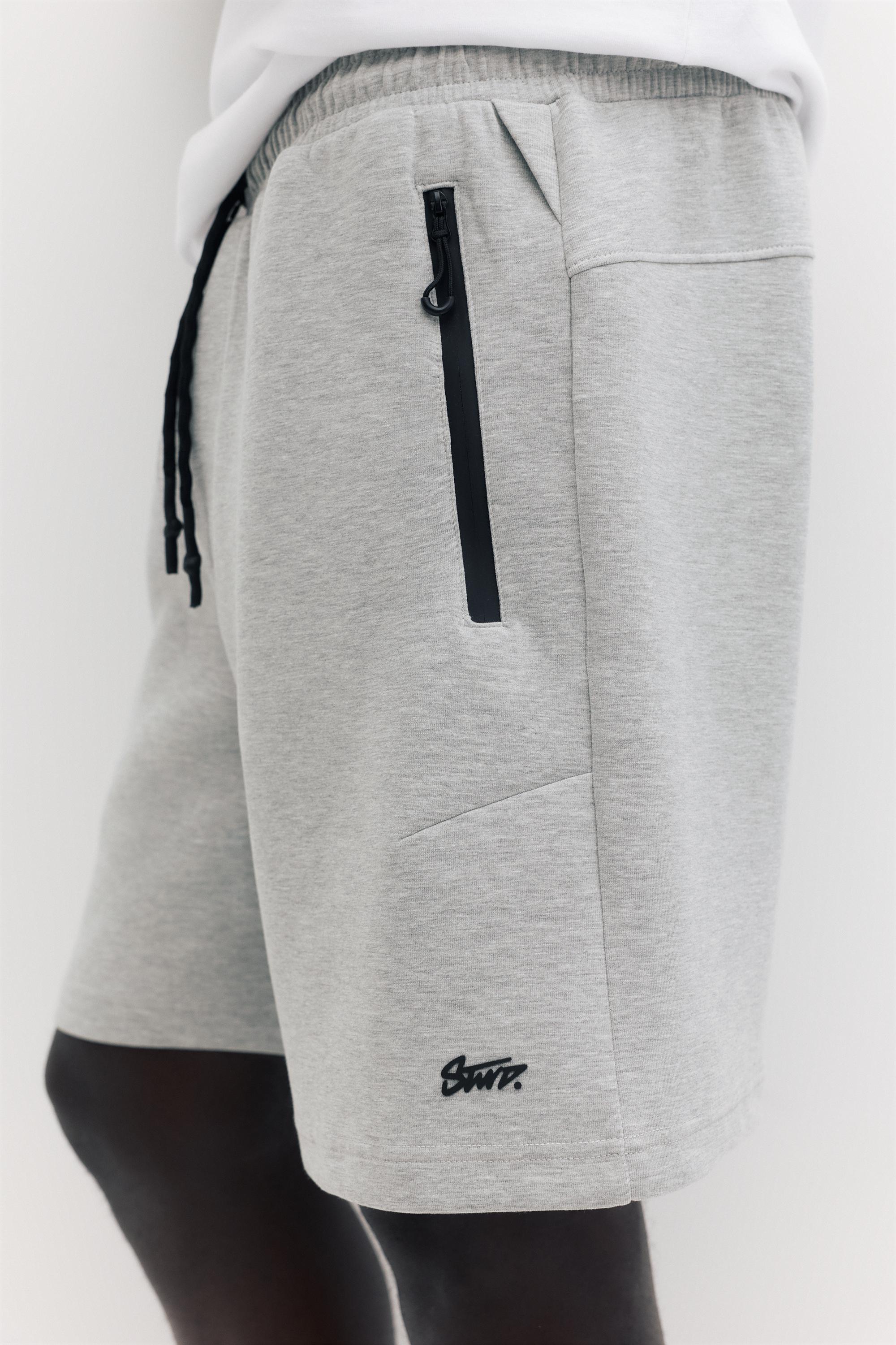 Regular fit jogger Bermuda shorts — Grey marl