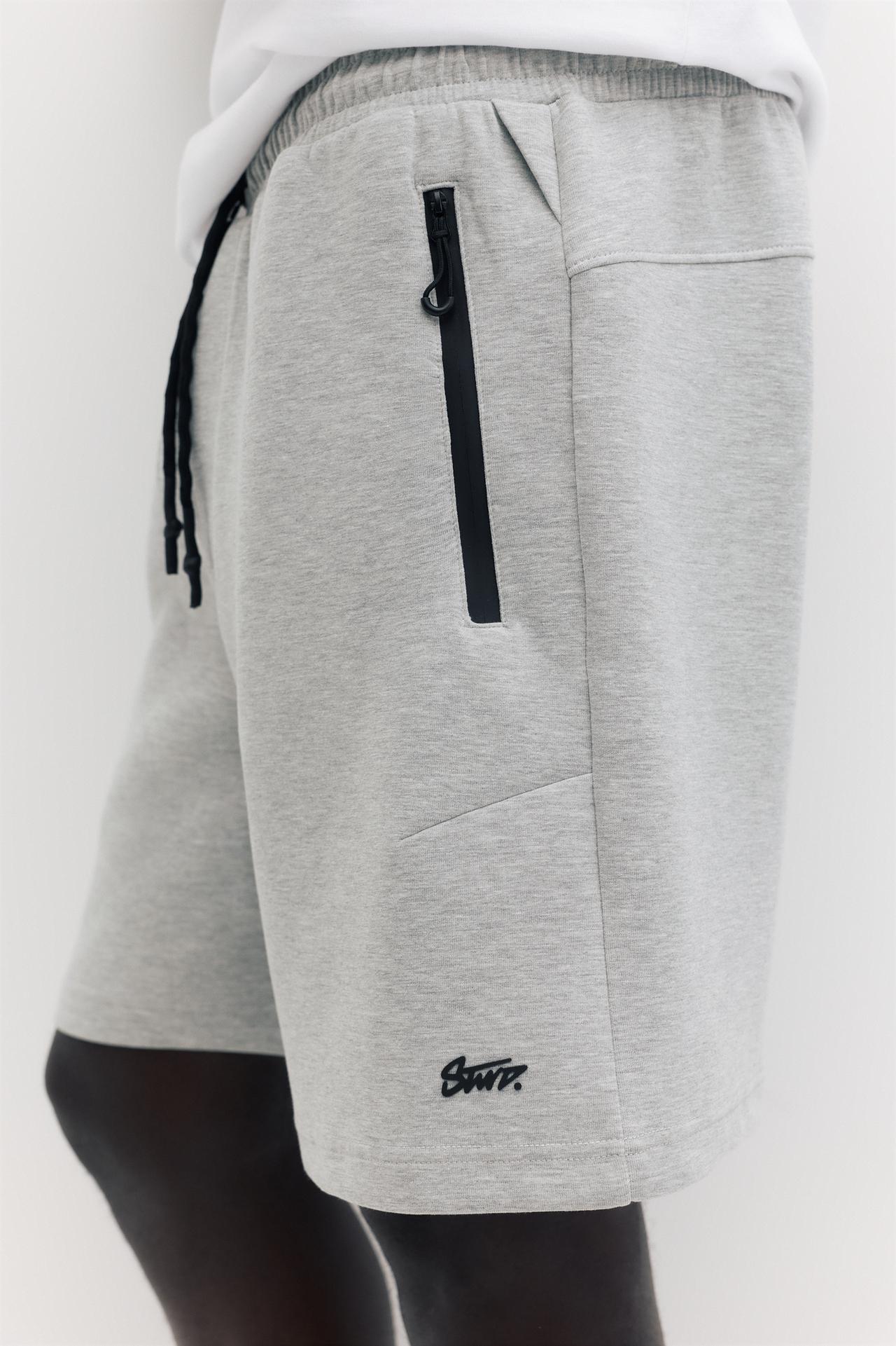 Regular fit jogger Bermuda shorts — Grey marl